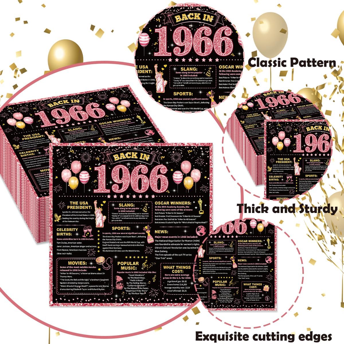 50Pcs Rose Gold Back in 1966 Paper Napkins Vintage 60th Birthday Decorations Women Cheers to 60 Years Birthday Party Supplies Disposable Luncheon Dinner Napkins 6.5" x 6.5" for 60th Bday Party Favor - Image 3