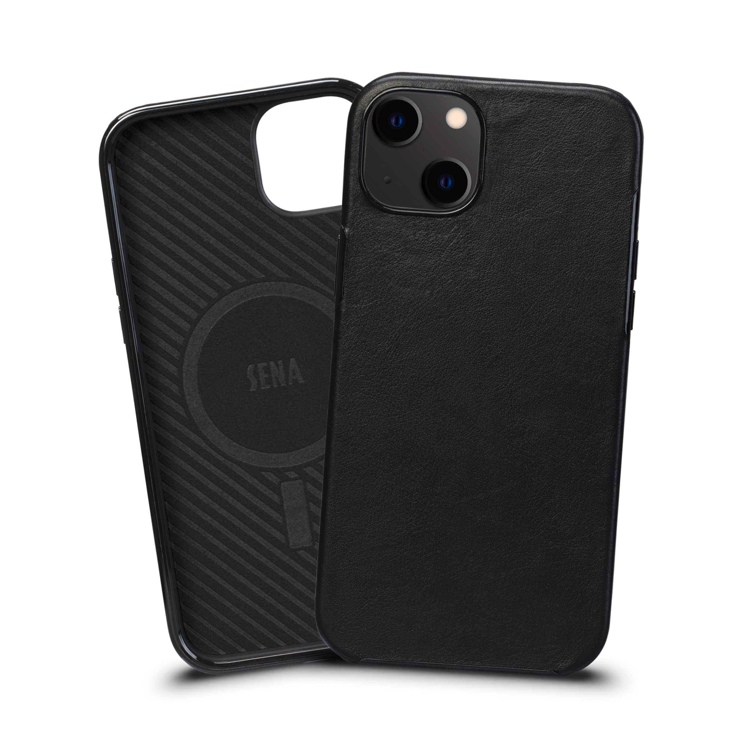 Sena iPhone 14 Plus Case MagSafe Varano Case for iPhone 14 Plus, Premium Full-Grain Leather, Apple MagSafe Compatible, Fits 6.7" iPhone 14 Plus with Corner Drop Protection, Black (SFD519US)