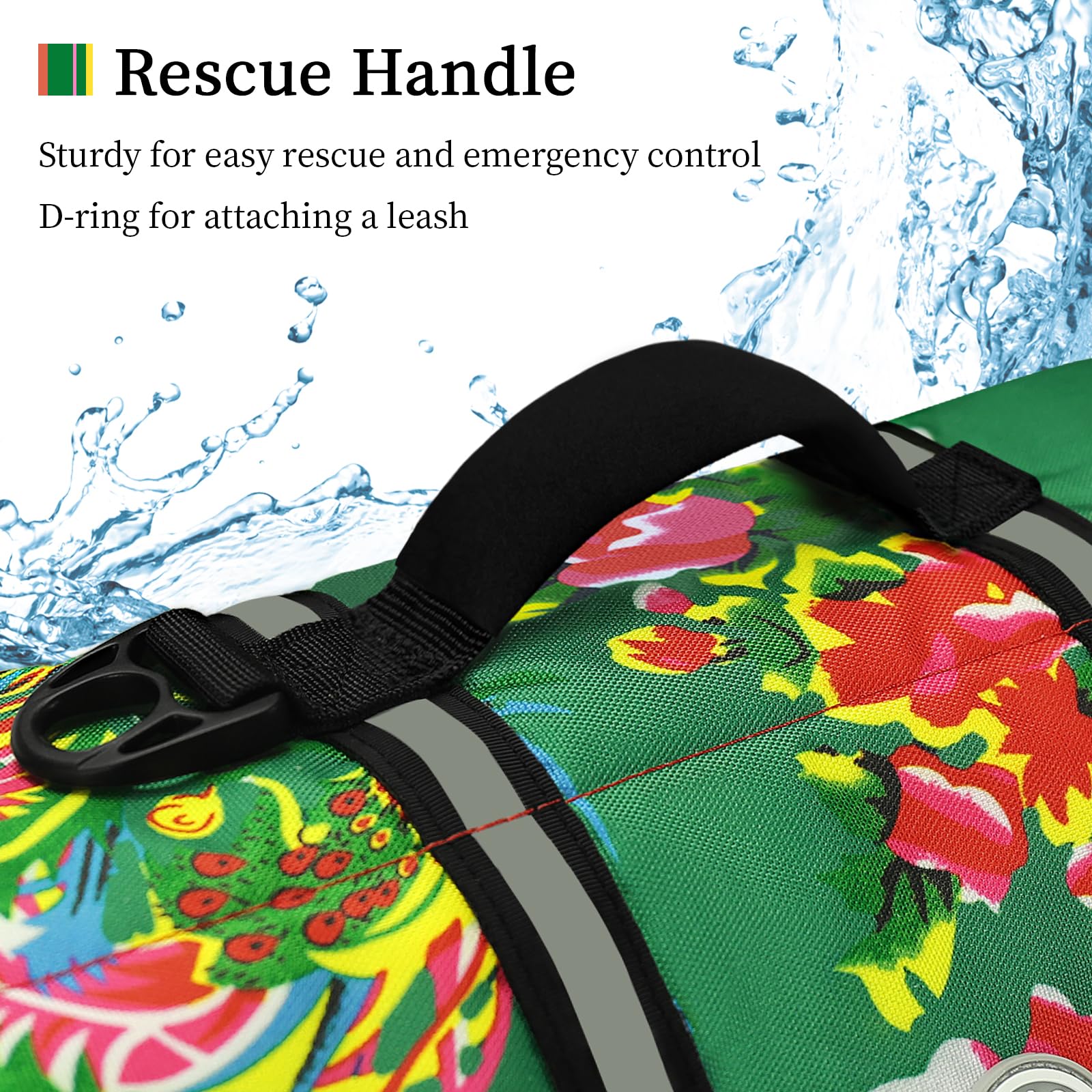 VIVAGLORY Rip Stop Dog Life Jacket, Buoyancy Aid with Handle, Buoyancy for Doggy Dog Life Jacket for Swimming & Boating, XL - Image 3