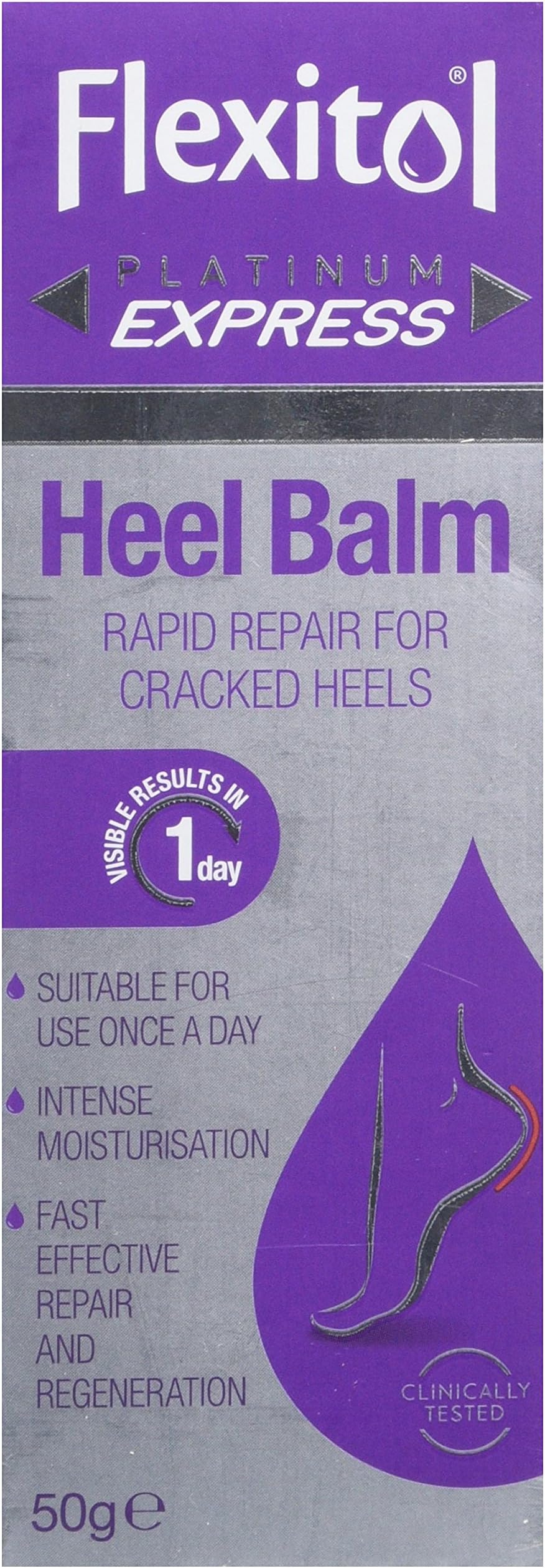 Flexitol Platinum Express Heel Balm 50g, Intense Rapid Repair and Moisturisation for Cracked Heels and Dry Feet