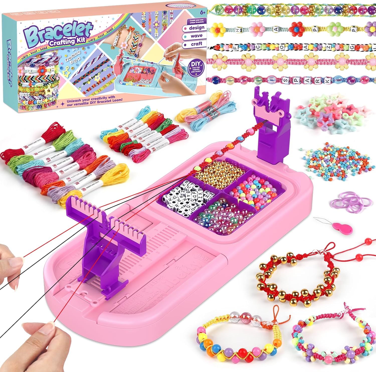 Friendship Bracelet Making Kit for Girls Ages 8-12, DIY Arts and Crafts Loom Bracelet Maker for Kids, Jewelry Making Kit with Beads String, Christmas Birthday Gifts for Girls 6 7 8 9 10 11 12 Year old