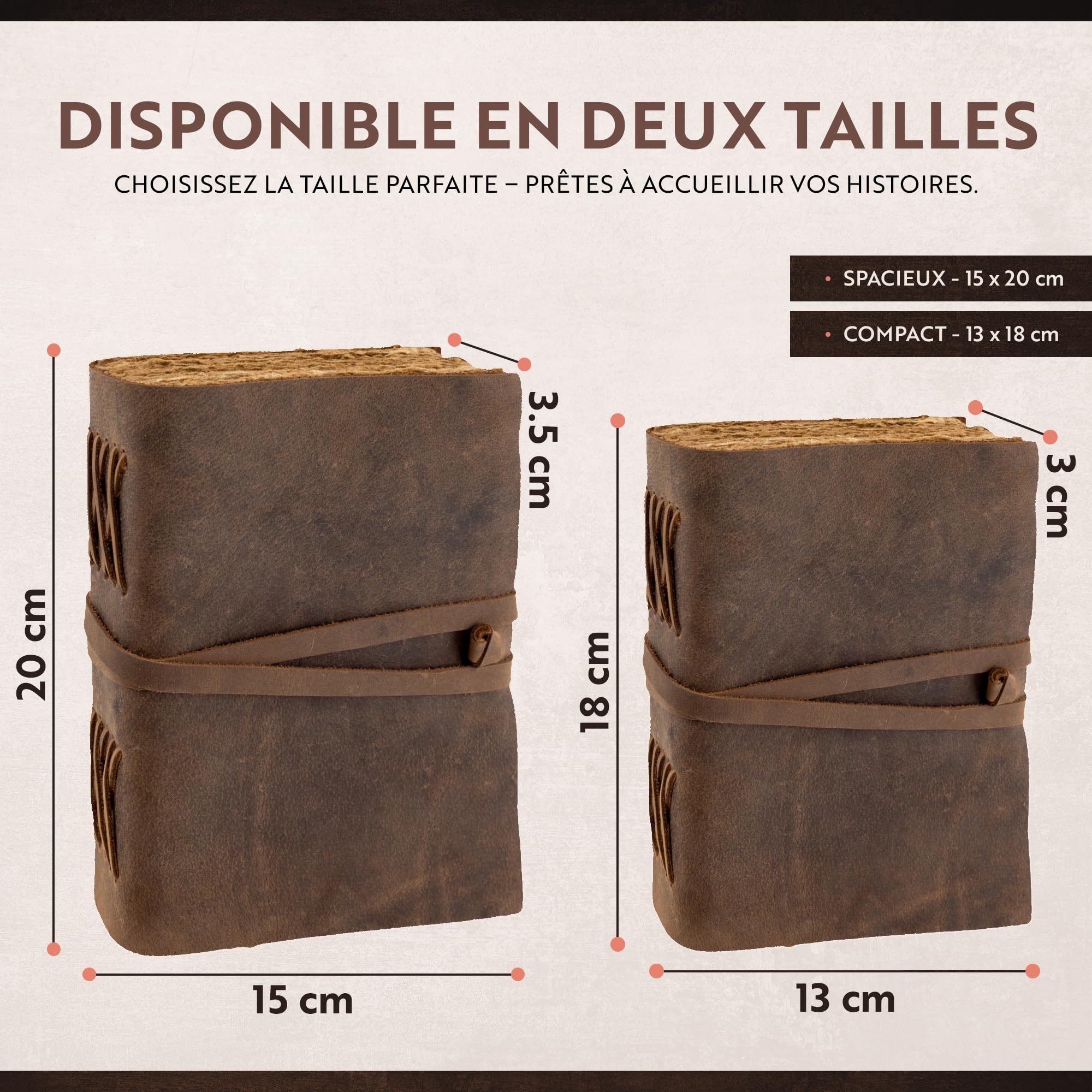 Moonster® Journal Vintage, 240 Pages de Papier de Coton, Journal Intime en Cuir Vierge, Journal d'Art Antique Fait à la Main, Carnet de Notes de Style Ancien, Carnet de Croquis 20x15 cm