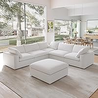 Vista 22 de Cloud - Sofá modular modular de dos plazas + otomano, sofás seccionales de 78.72 pulgadas para sala de estar, apartamento, funda de sofá profundo
