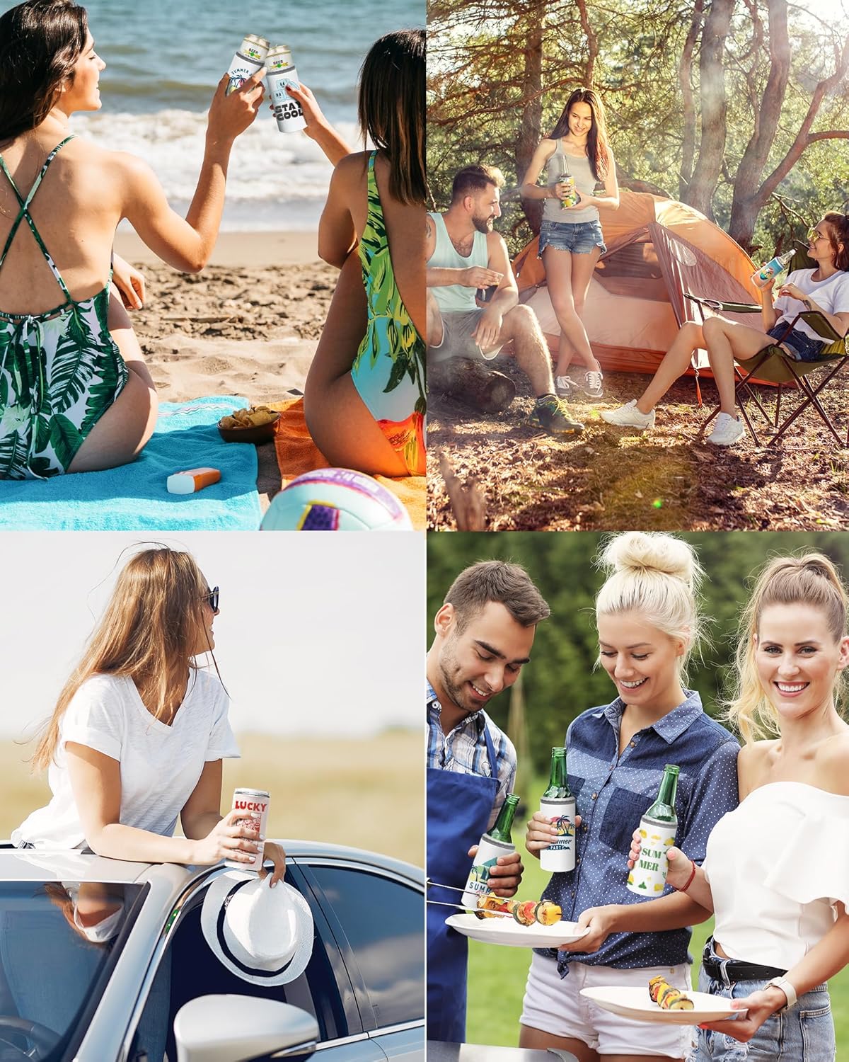 OFFNOVA 16oz Sublimation Can Cooler, 4-in-1 Sublimation Blanks Can Insulated White Stainless Steel Skinny Sublimation Tumbler, Beer Can Cooler