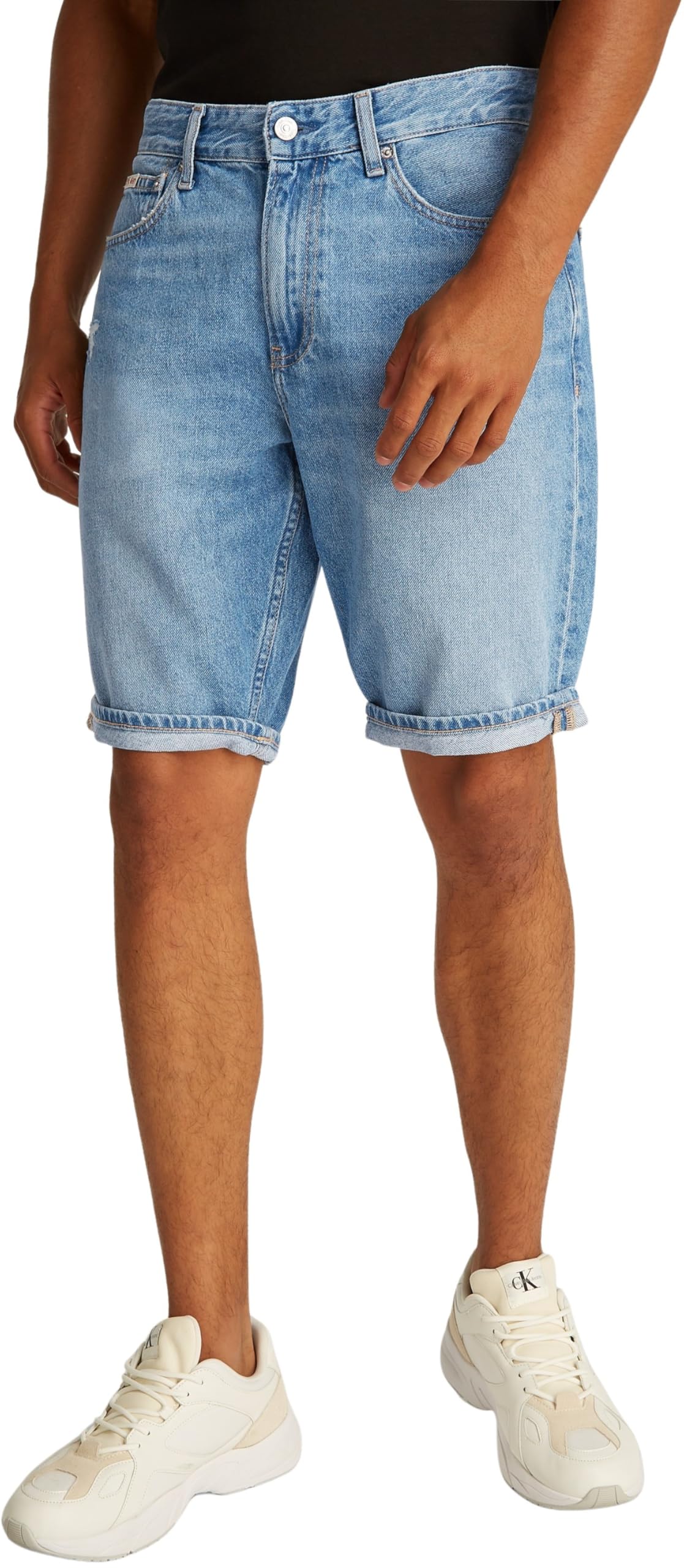 Calvin Klein Men’s Regular Knee Length Denim Shorts, Blue (Denim Medium), 30W
