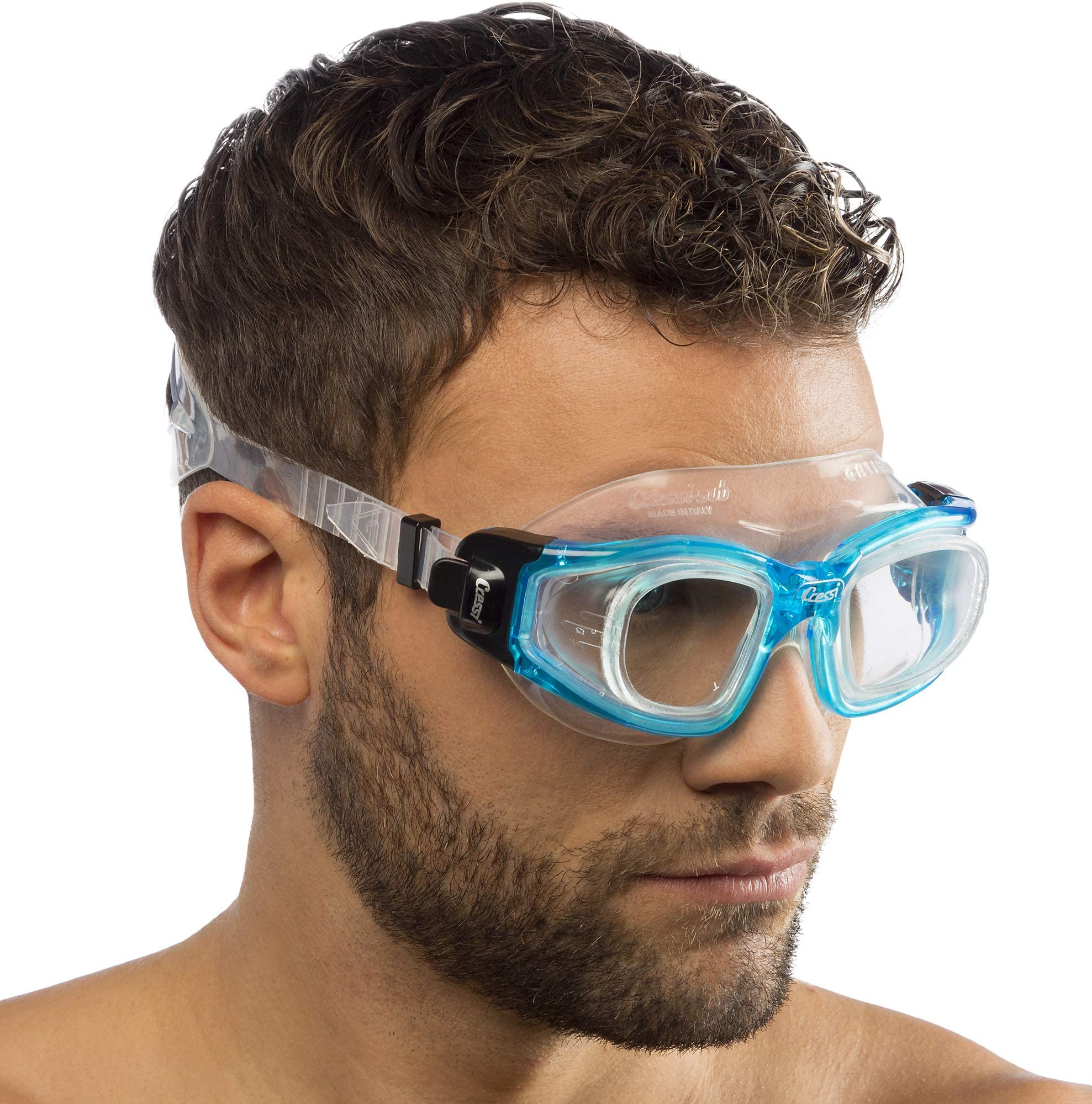 CRESSI Galileo Goggles T/Glass - Lunettes de Natation Adultes avec Verre Trempé Anti Brouillard 100% Anti UV, Taille Unique