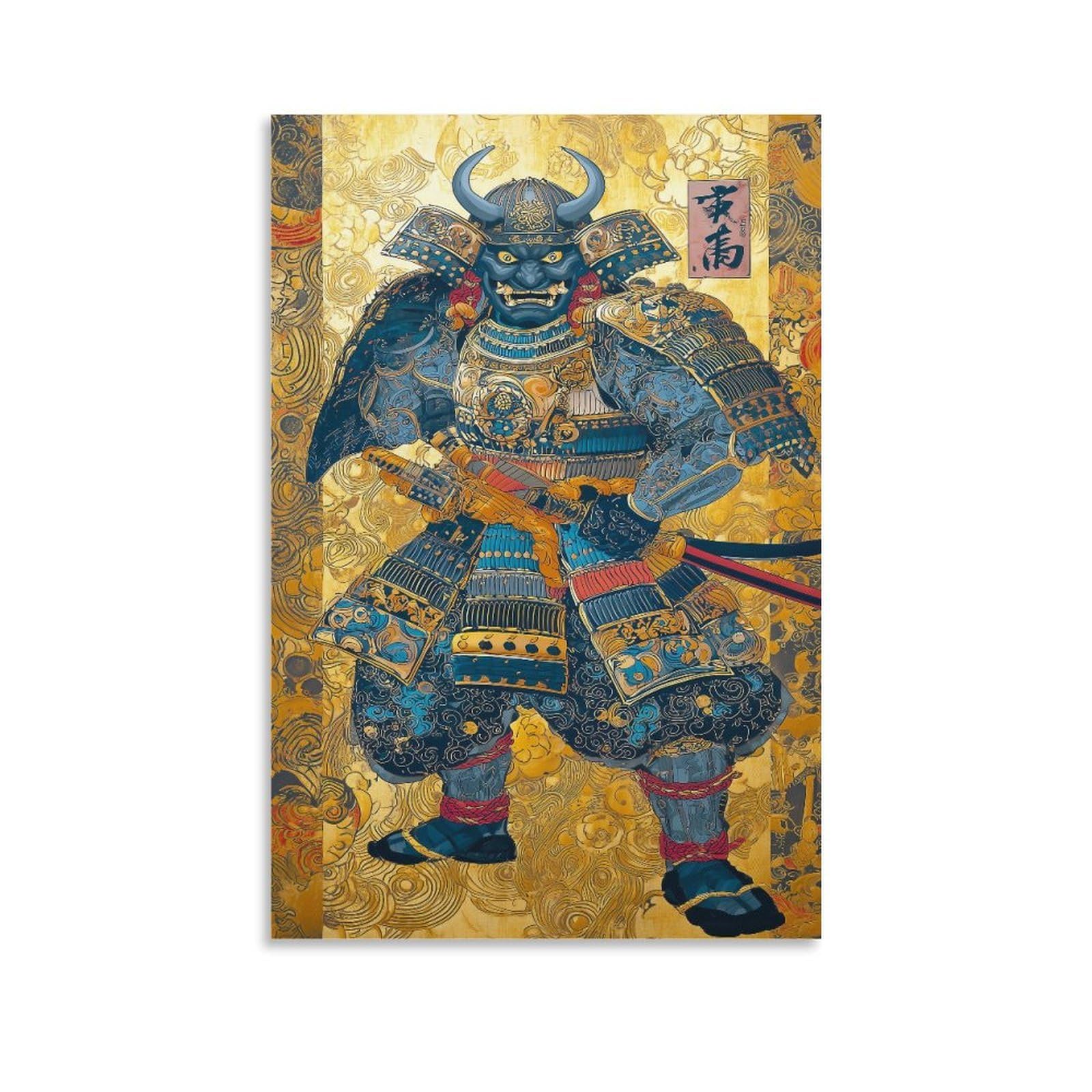 RIAVBAODG Japanese Shogun Samurai Poster Artwork Samurai Giclee Canvas Prints Modern Wall Art Picture Wall Hanging for Living Room Bedroom Home Decorations 20x30inch(50x75cm)