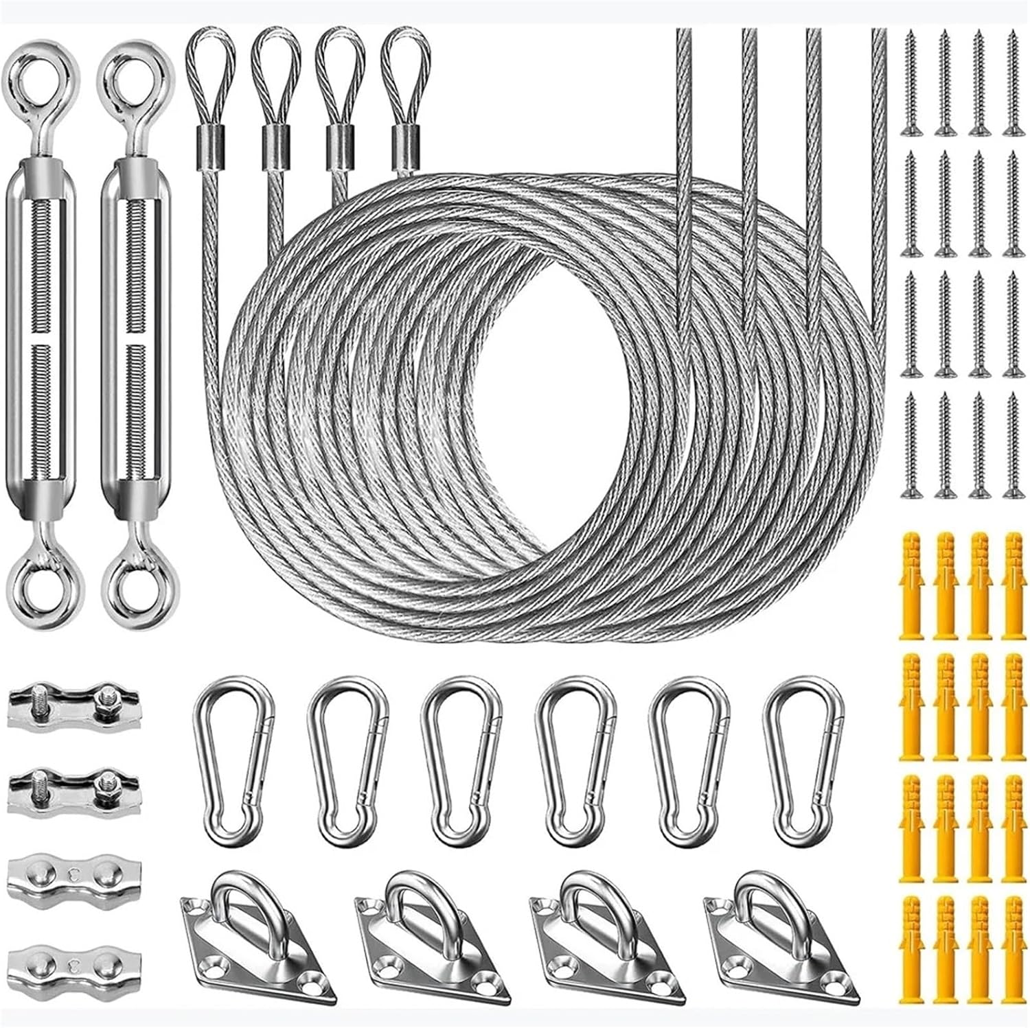Shade Sail Hardware Kit Sun Shade Sail Hardware Kit for Rectangle Triangle Sails Canopy Installation Stainless Steel Accessories Set for Outdoor