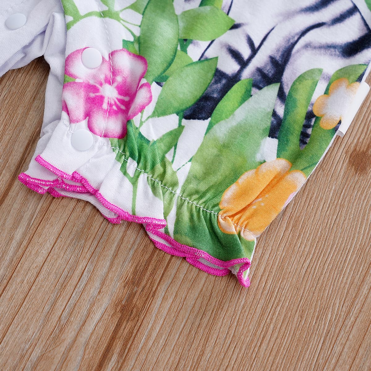 Cute Zebra Giraffe With Floral Print Long Sleeve Baby Girl Clothes White Jumpsuit For Baby One-Piece Romper - Image 7