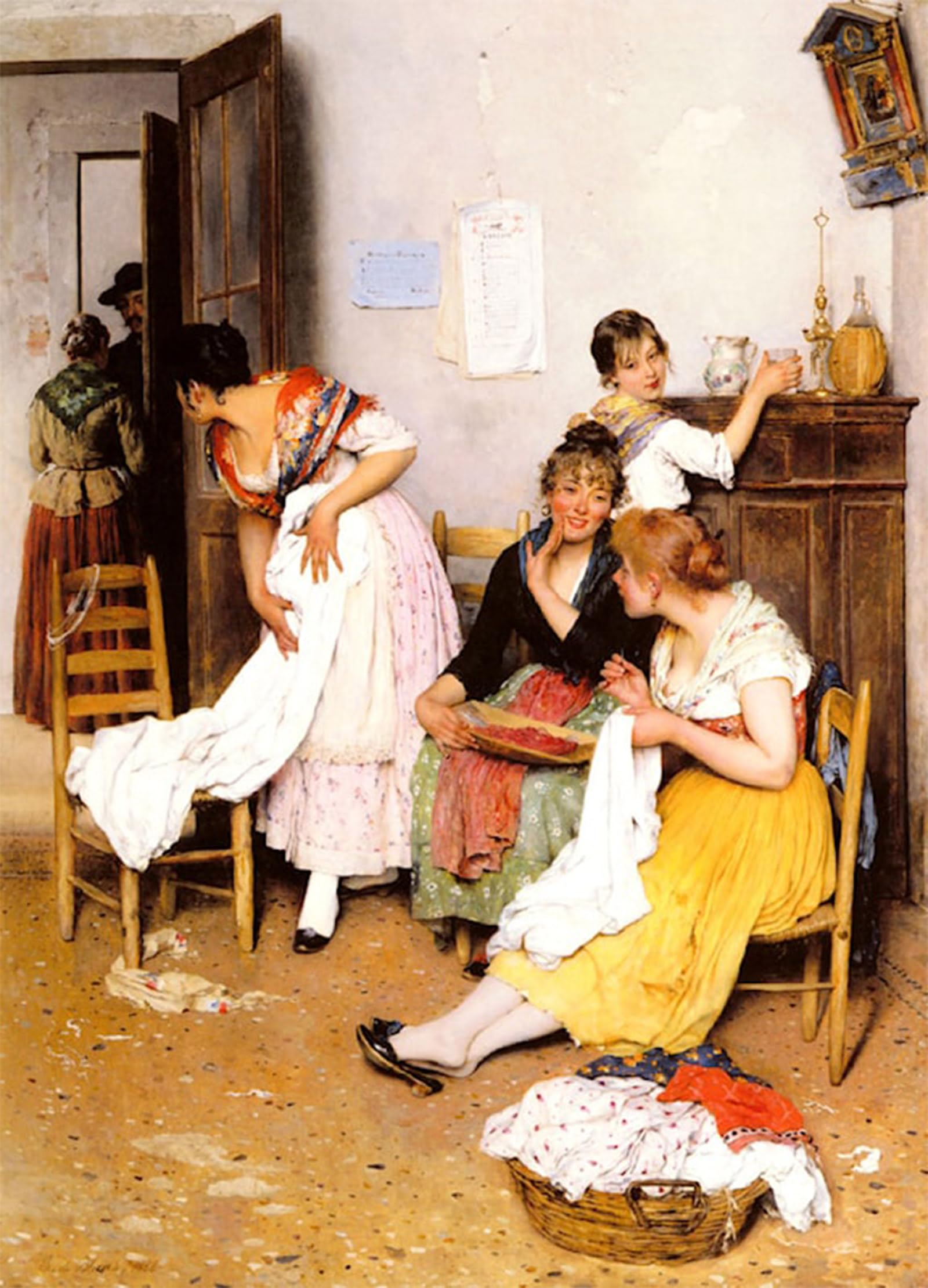 POSTERIIk Famous Modern Artwork Art Mural the New Suitor by Eugene De Blaas Oil Paintings Pictures for Home Decor 60x90cm