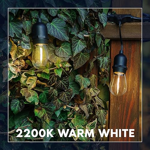 Miniatura 6 de LUXRITE Guirnalda de luces LED de 24 pies para exteriores, resistente al agua, 12 bombillas Edison S14 inastillables, luces colgantes para patio,