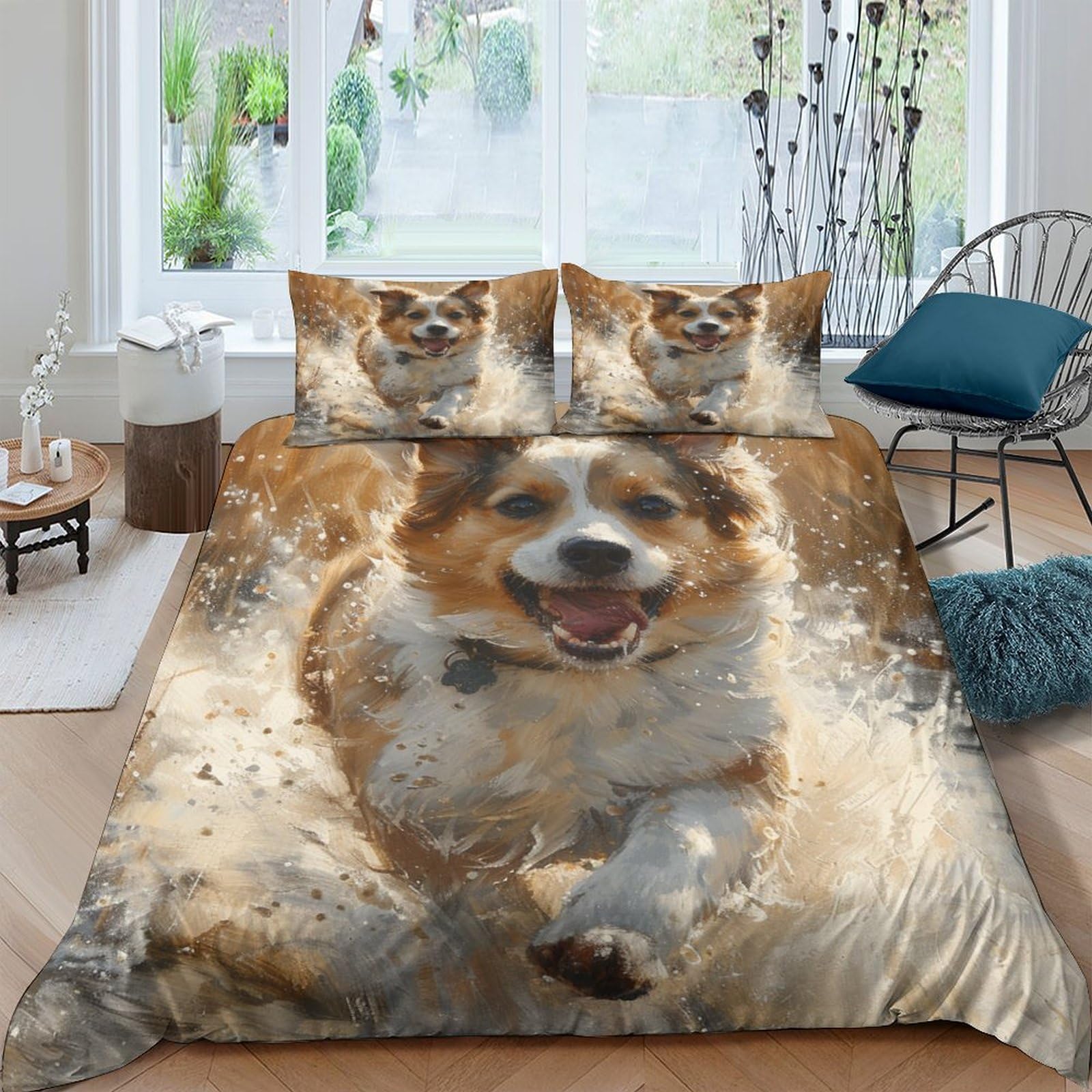 Housse de couette chien mignon en microfibre pour décorer la chambre enfant