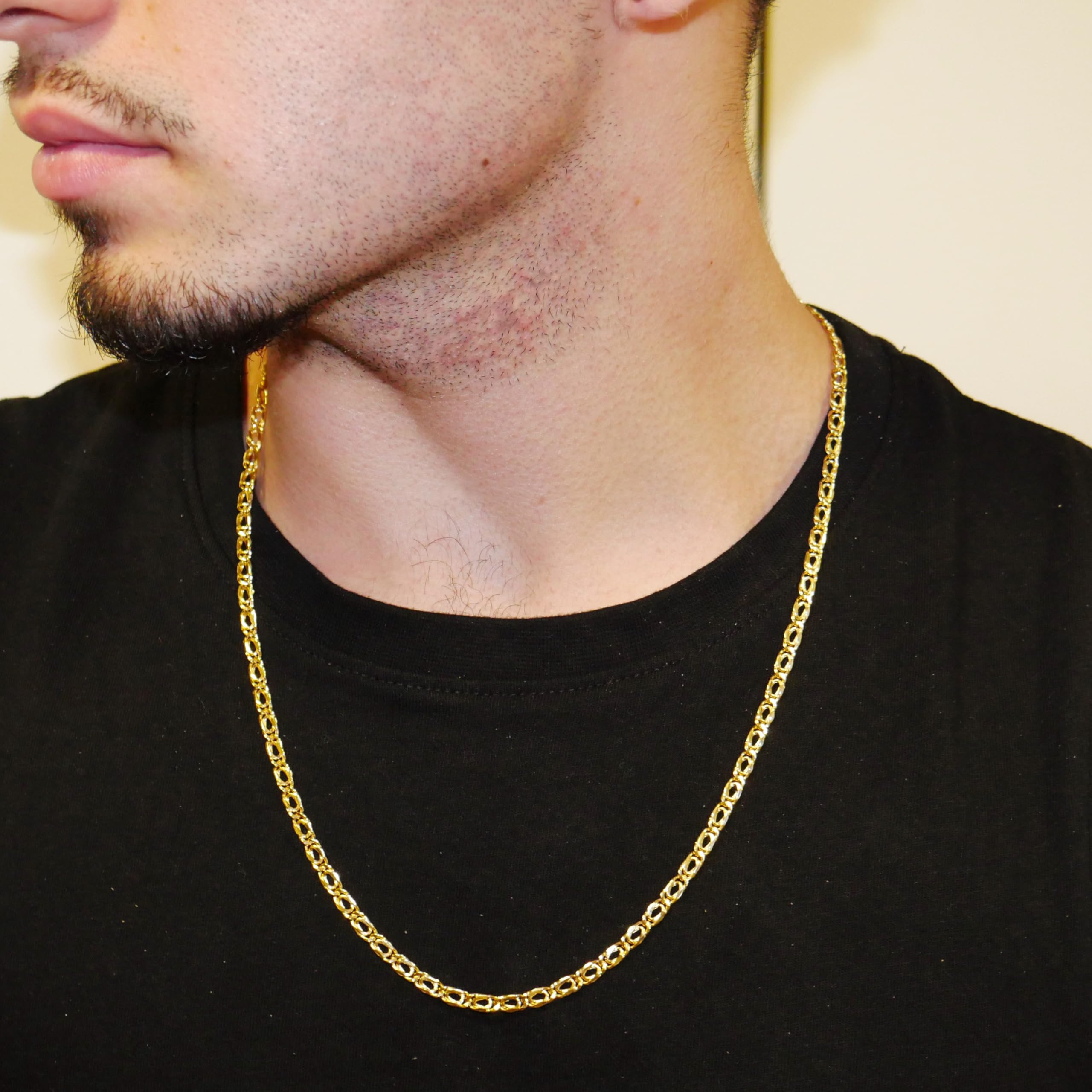 Never Say Never Catena da uomo in oro giallo 18k Tipo doppia barbata modello tigre, larghezza 4,00 mm e lunghezza 60 cm. Peso; 9,90 gr di oro 18 carati