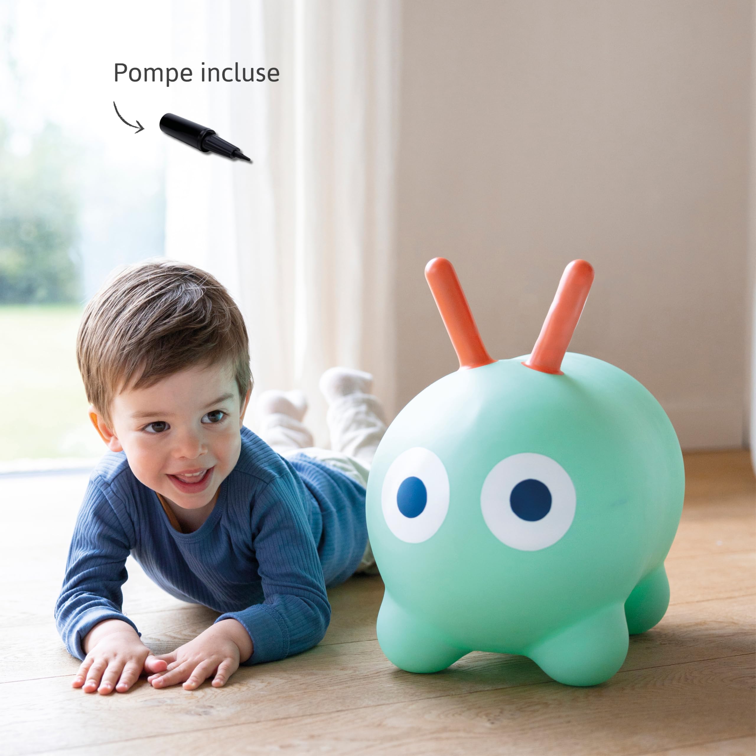 QUUT – Skippi Animal Sauteur – Juguete inflable – interior y exterior – Bomba incluida – 35 x 46 cm – Regalo – Diseño – a partir de 12 meses (verde menta)