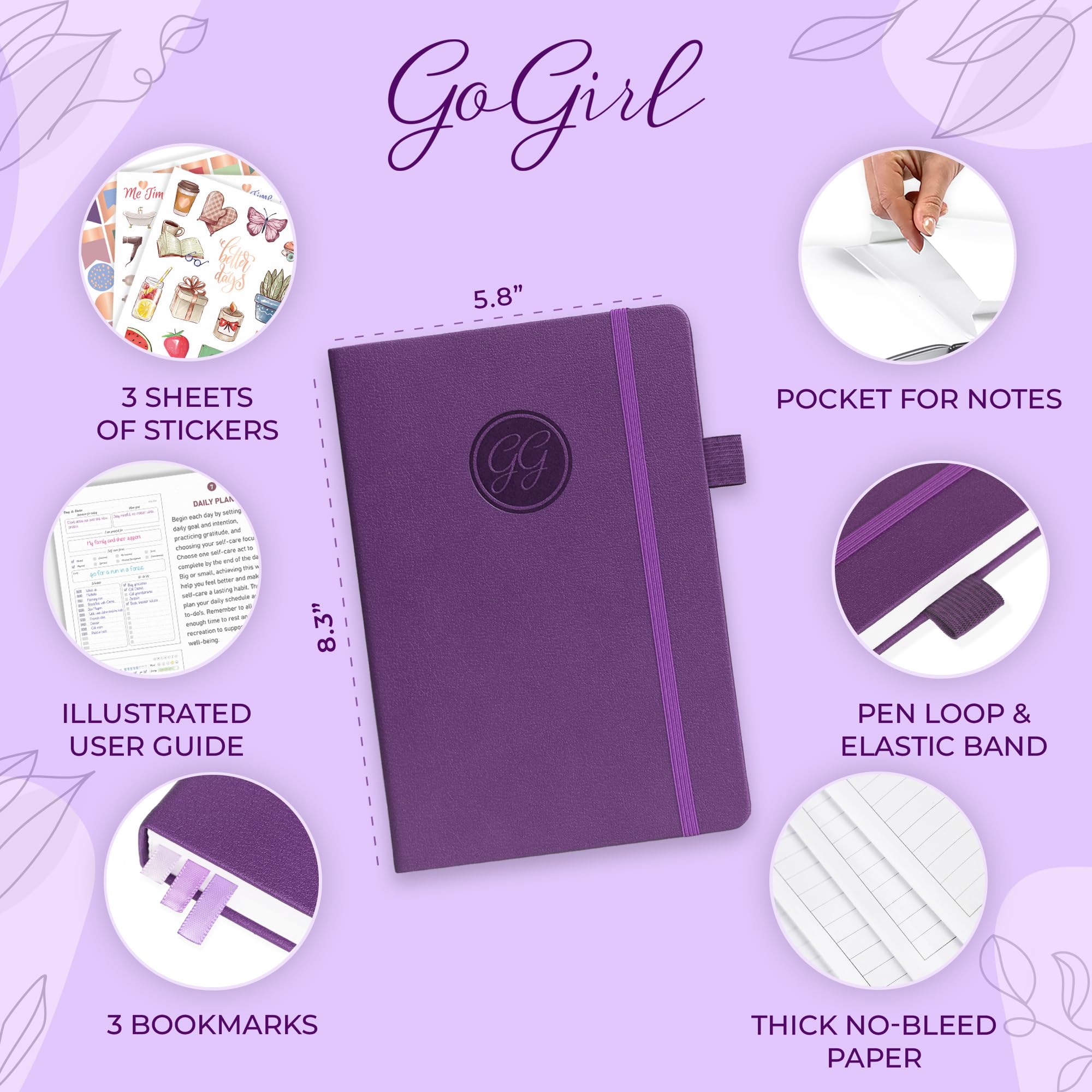 GoGirl Self-care Journal, Daily Mental Health Notebook with Mood & Wellness Trackers, Personal Development - Image 2