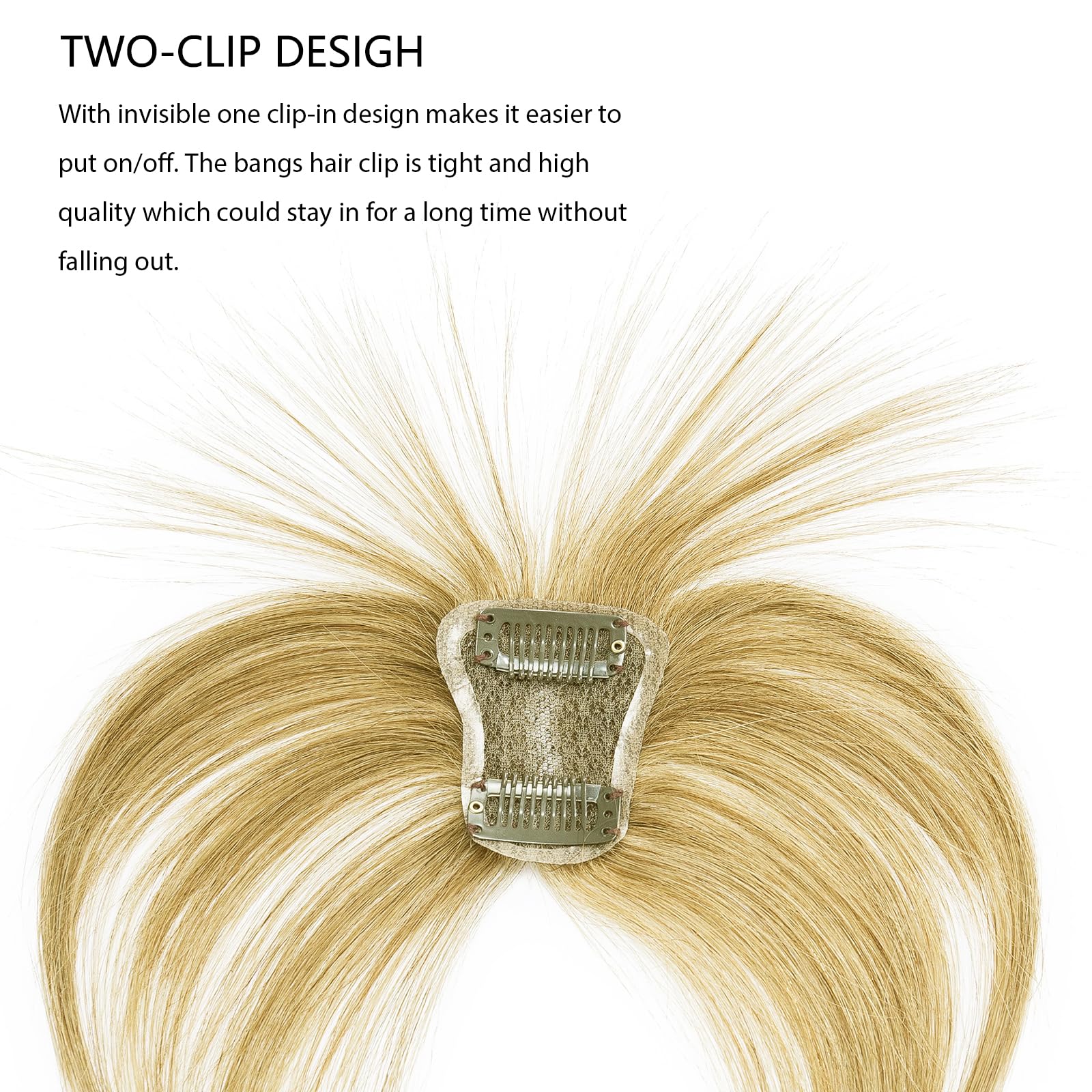 Clip in Fringe 100% Human Hair Bangs Clip in 360 3D Coverage Fringe for Women Daily Wear Dark Blonde, Dark Blonde-3D bangs, 5 in - Image 4