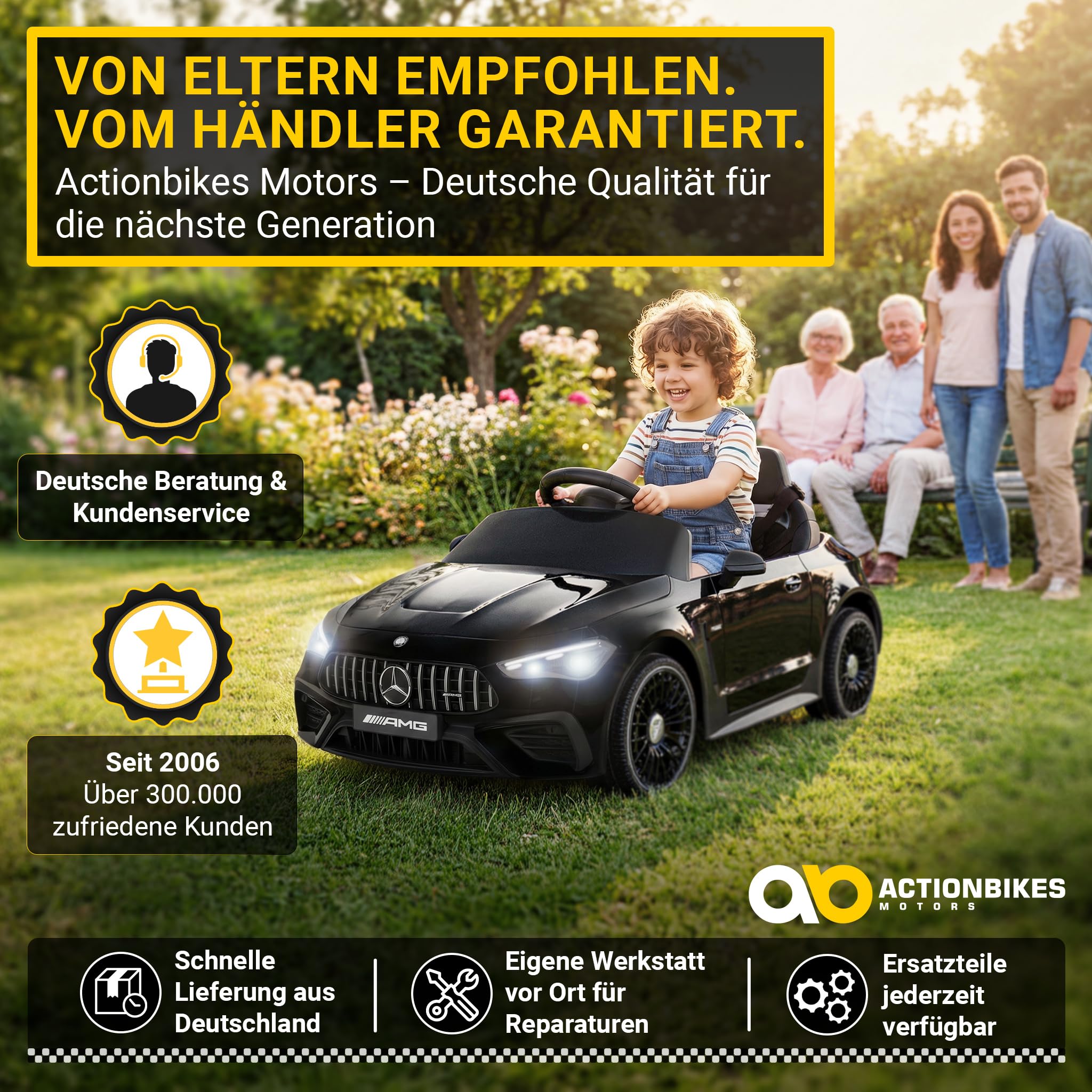 Actionbikes Motors Kinder Elektroauto Mercedes AMG CLE 53 | 2,4 Ghz Fernbedienung - Lizenziert - Spielzeugauto - Kinderauto elektrisch - Elektrofahrzeuge - Elektro Auto für Kinder ab 3 Jahre (Schwarz)