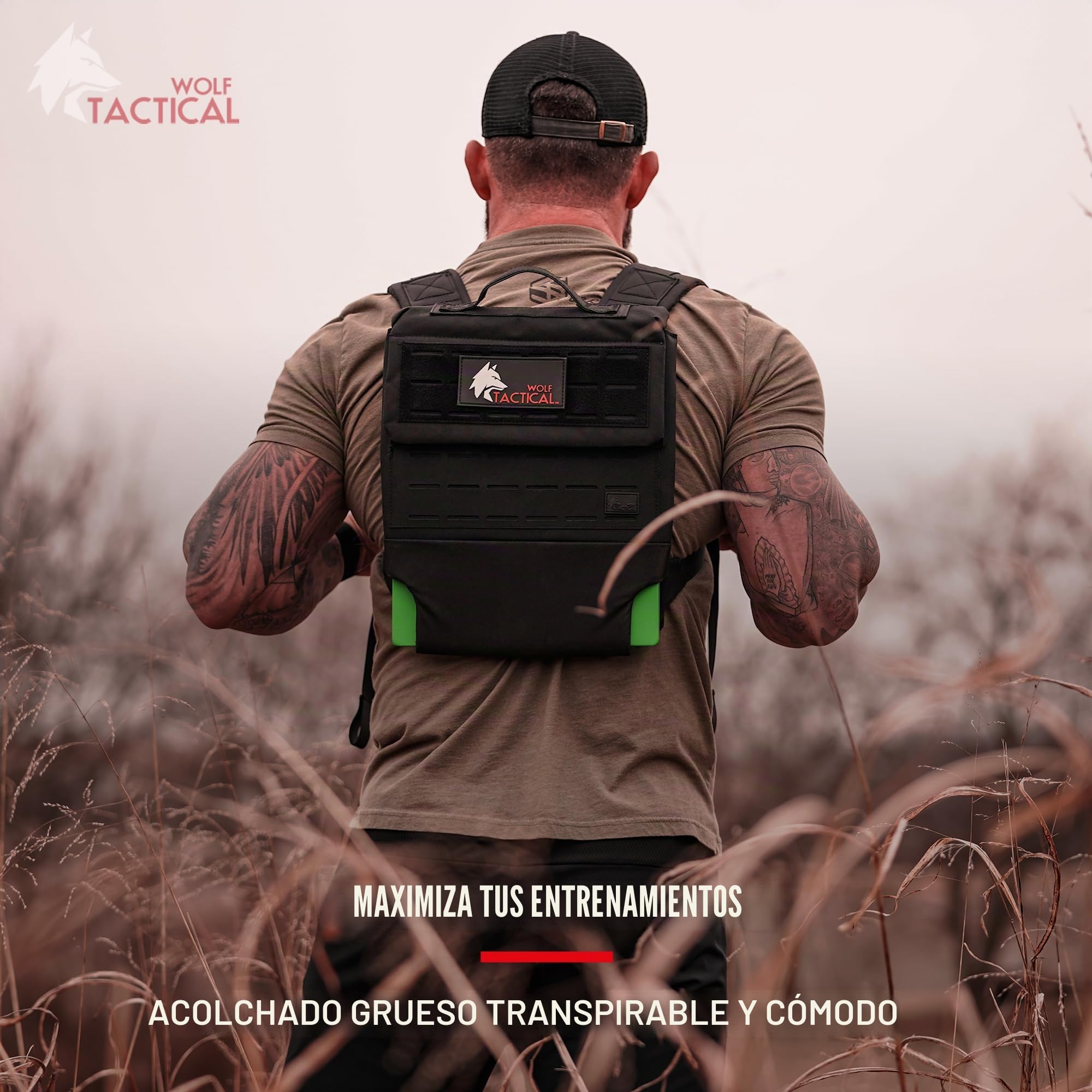 WOLF TACTICAL Mochila con peso para discos de ruck y pesas para correr, caminar, entrenamiento de fuerza