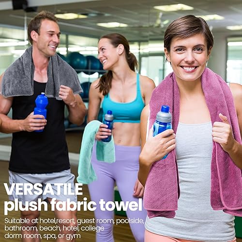 Miniatura 6 de Peryiter Juego de 8 toallas de baño de microfibra de 28 x 55 pulgadas, toallas de baño de secado rápido, terciopelo coral, toallas de baño altamente