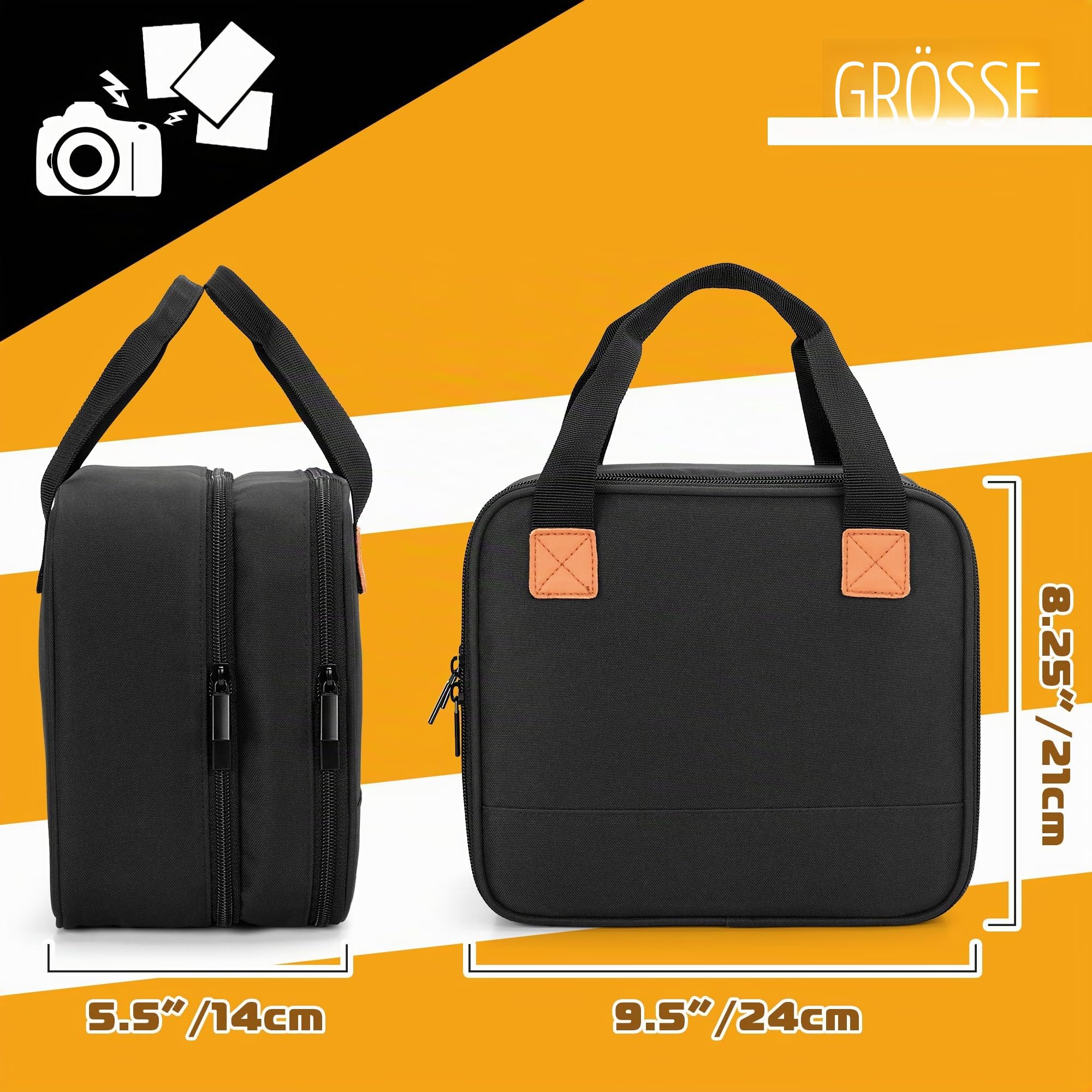 Luxja Fotodrucker-Tasche, Aufbewahrung für Sofortbilddrucker und Zubehör, kompatibel mit Kodak Dock Plus, Schwarz