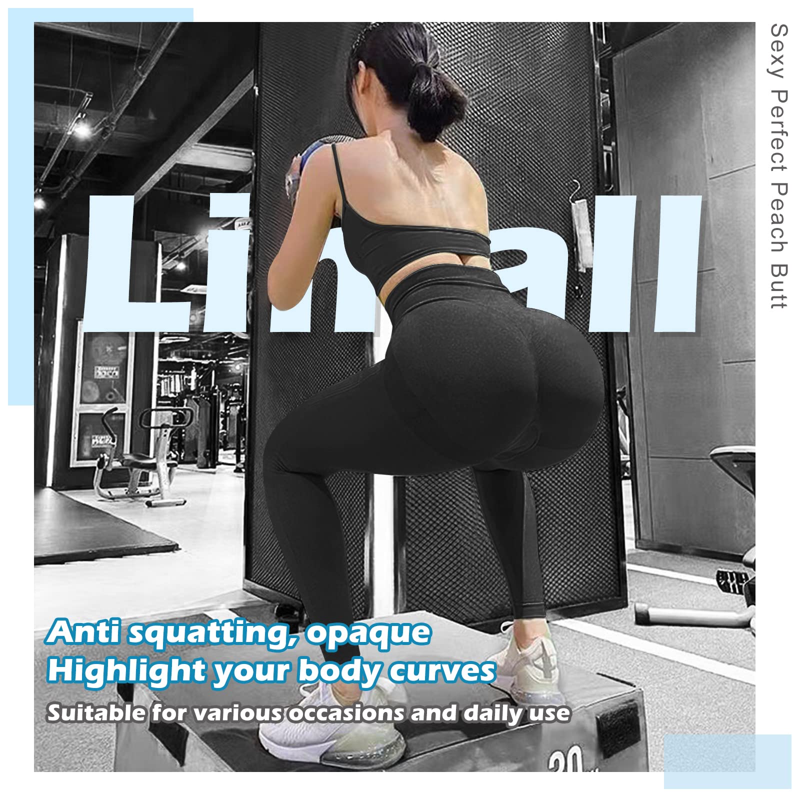 Lishang Sportowe legginsy damskie z wysokim stanem, nieprzejrzyste, z efektem Scrunch Butt, Push Up Booty, spodnie sportowe, bezszwowe, na siłownię, jogę, fitness, sportowe legginsy
