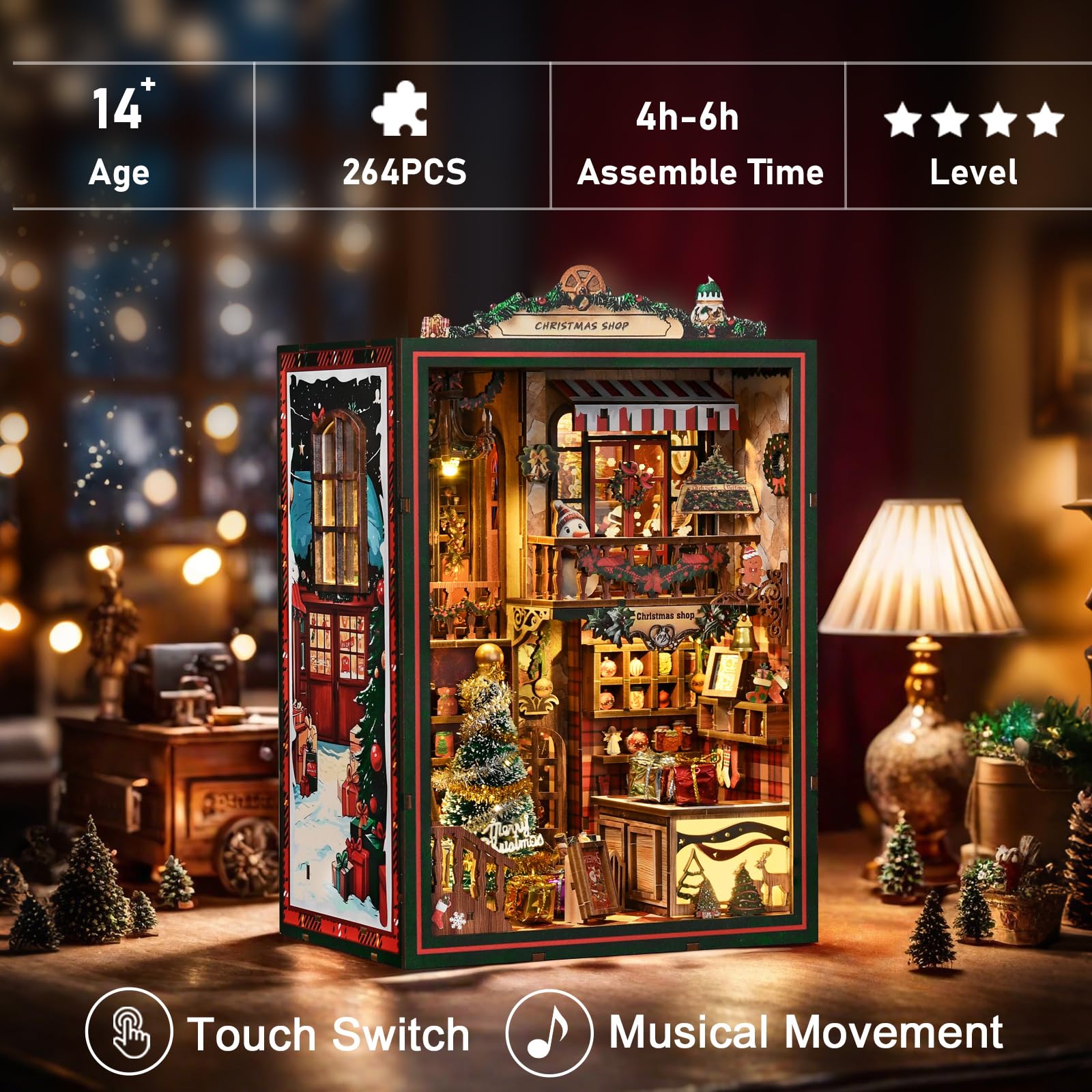 BATTREVO DIY Christmas Shop, Music Box Building Toy Set including LED Light - Image 2
