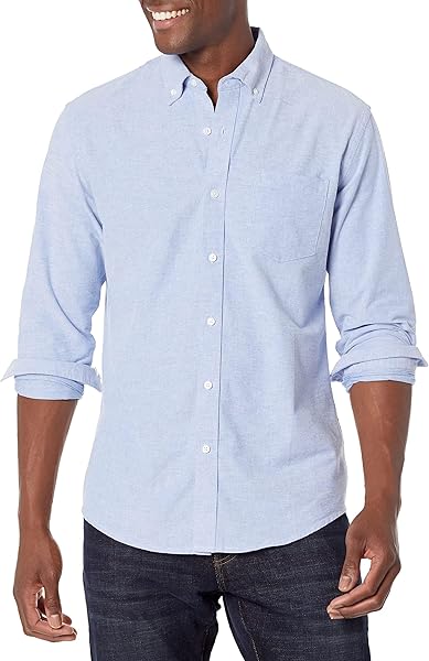 Amazon Essentials Men's Long Sleeve Oxford Shirt with Chest Pocket