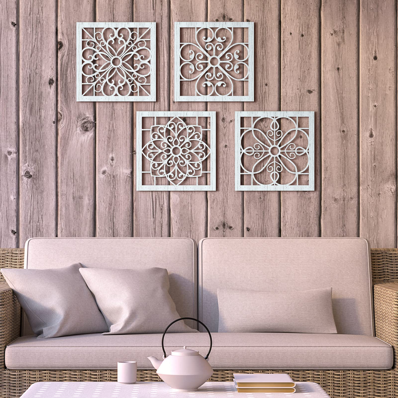 Lot De 3 Décorations Murales En Bois à Ligne Unique