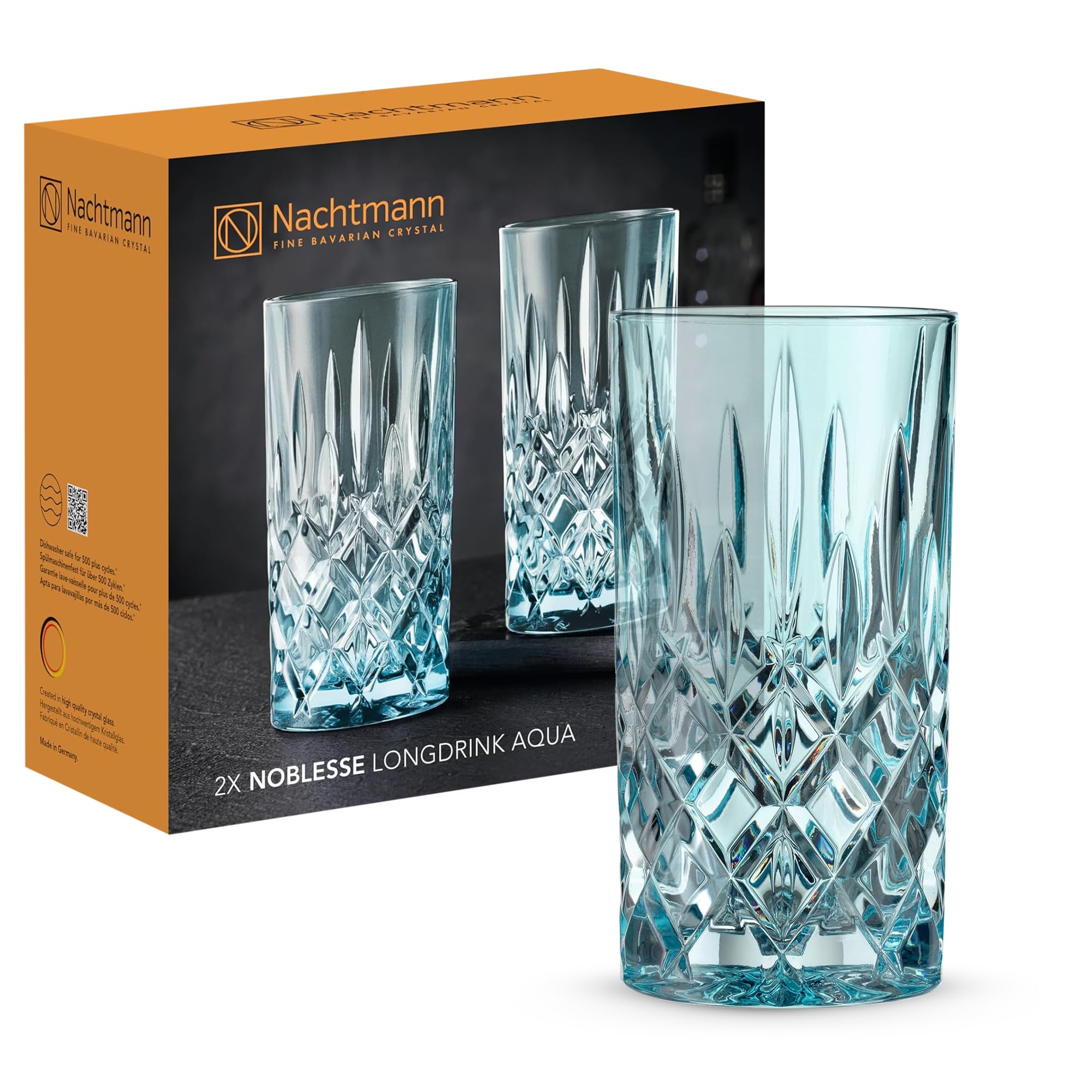 Nachtmann Noblesse 105710 Set of 2 Blue Cocktail Glasses Crystal Glass 395 ml Aqua