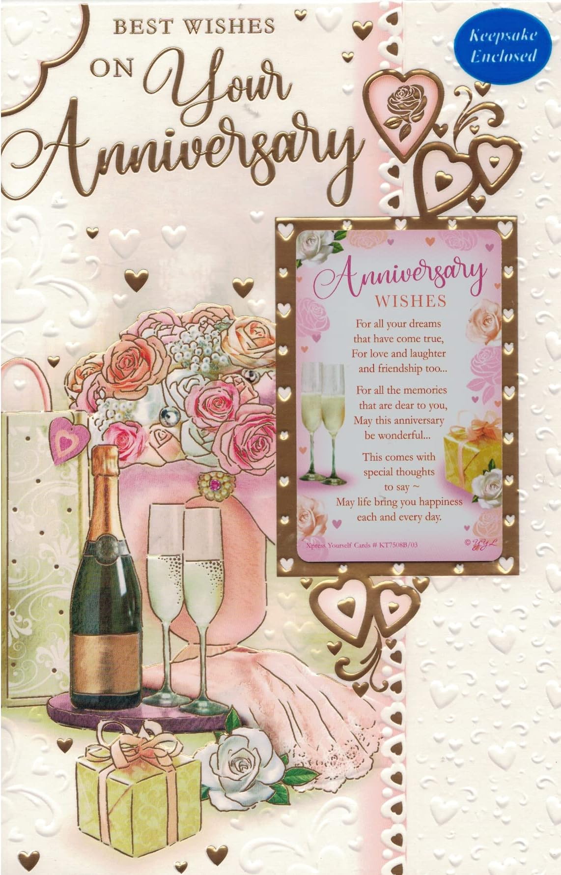 Happy Anniversary Champagne Glasses Pink LGBTQ - Greeting Card - View #2
