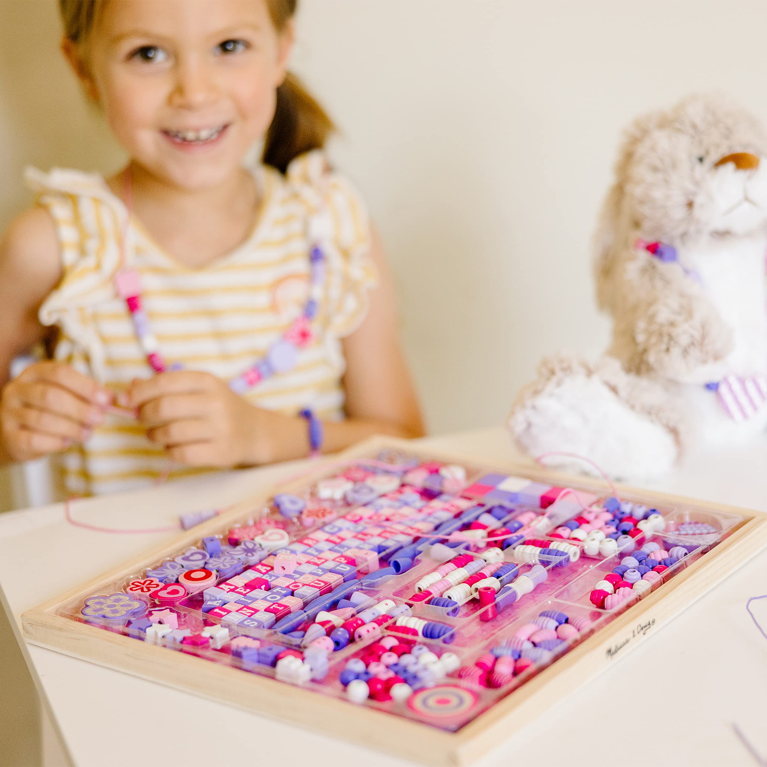 Melissa & Doug Created by Me! Sparkle & Shimmer Beads Wooden Bead Kit, 340+ Beads for Jewelry-Making - Image 9