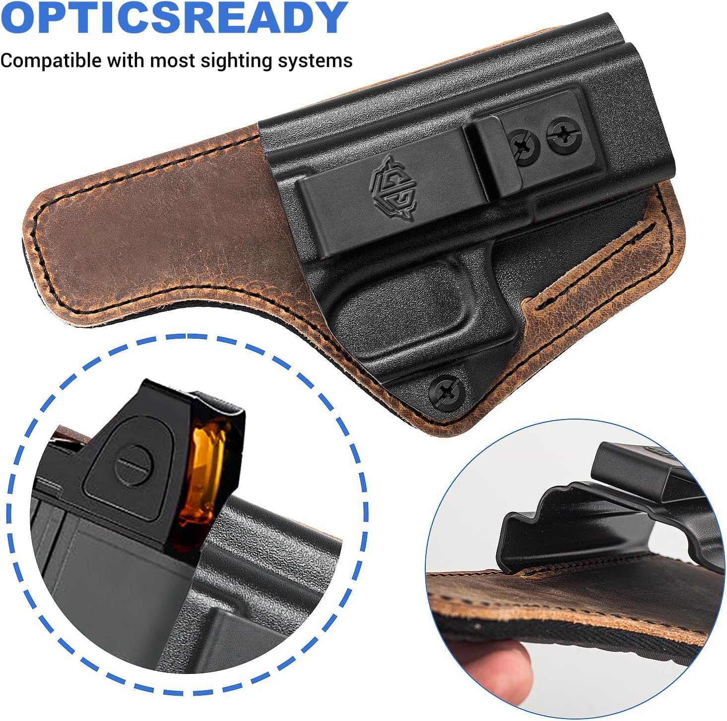 All Day Comfortable IWB Holster for Glock 19/19X (Gen 3-6) Glock 44/45 Glock 23/32 (Gen 3-4) - Adjustable Retention, Optics Ready, Minimizes Skin Irritation, Ideal for Law Enforcement & EDC