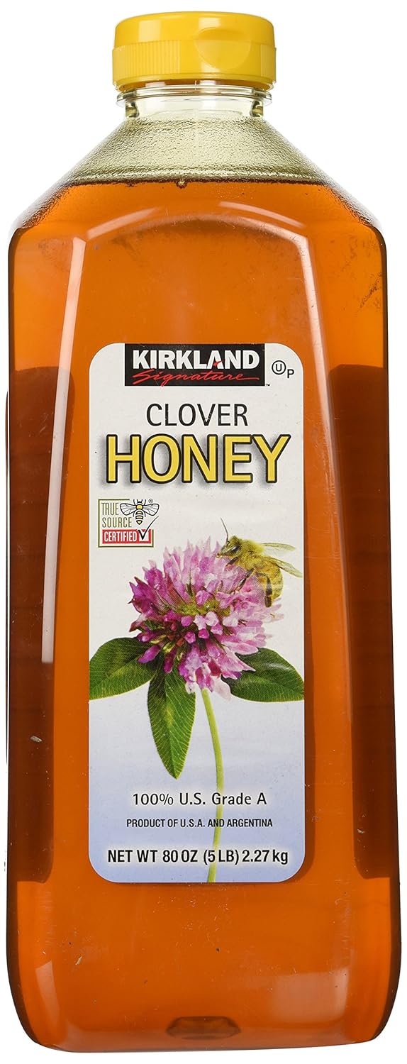 Kirkland Signature Grade A Clover Honey, 5 Pound Bulk Jar - Pure Natural Sweetener for Tea, Baking & More