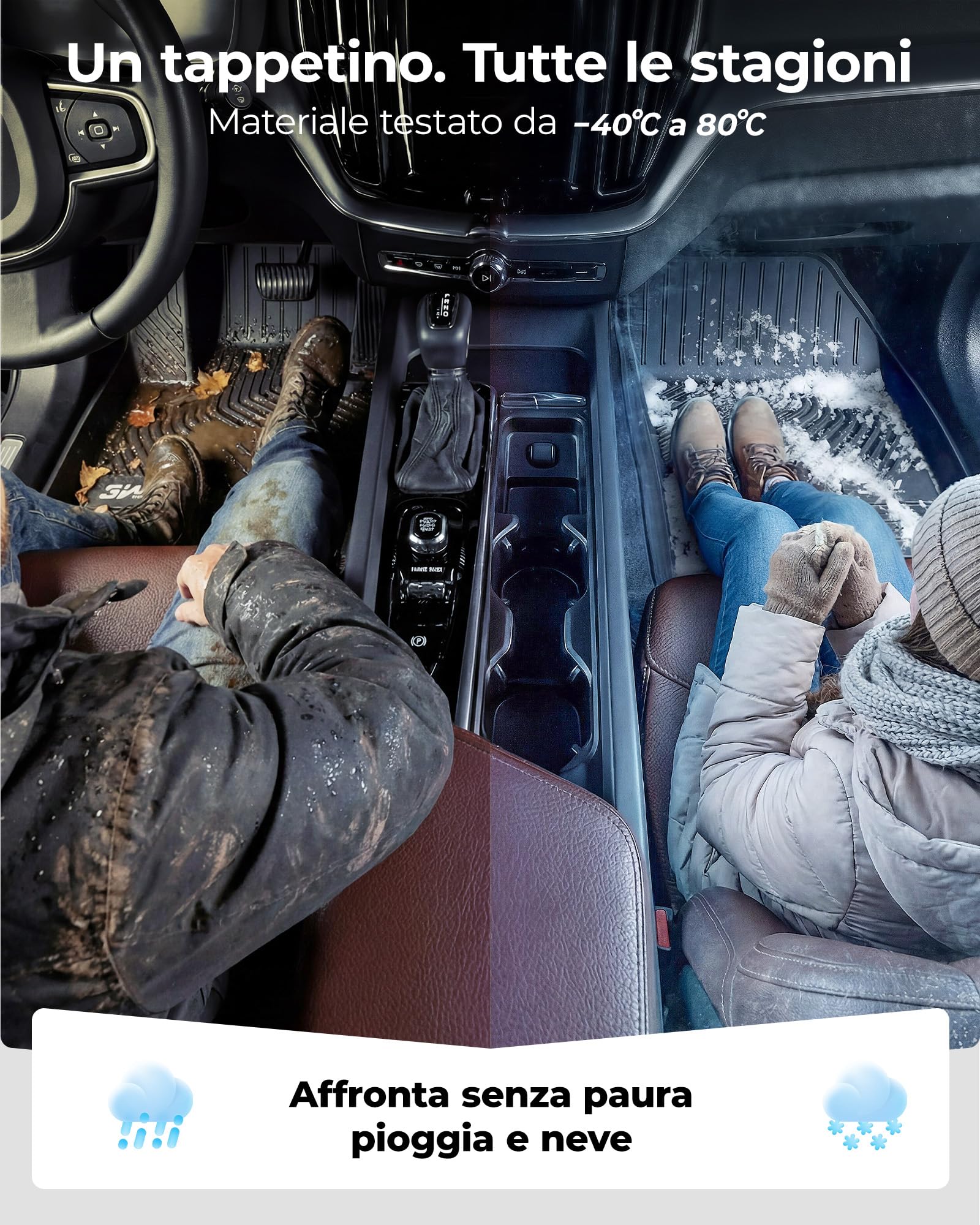 3W Set 4 di Tappetini per VOLVO XC60 2018-2025 2026 in Thorex™ e Tappetino per Bagagliaio su Misura, Facile da Pulire Tappeti per Auto Resistente e Tappeto Bagagliaio Antiscivolo per VOLVO XC60