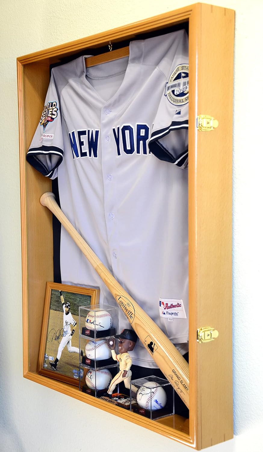 Extra Deep Jacket, Uniform, Jersey Shadow Box Display Case Cabinet w/98% UV Protection, Oak : Sports Related Display Cases : Sports & Outdoors