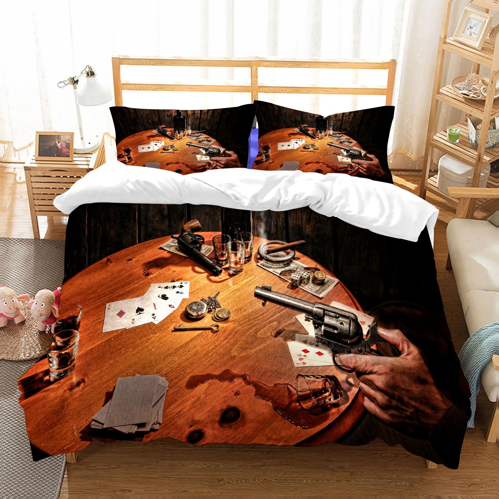Linge de lit microfibres haut de gamme 228x264cm avec imprimé historique as et huit
