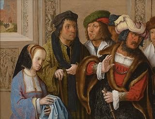 MVOVZQCV Famous Oil Painting Canvas Prints Potiphars Wife Displays s Garment by Lucas Van Leyden canvas Murals for Home Decor 60x90cm