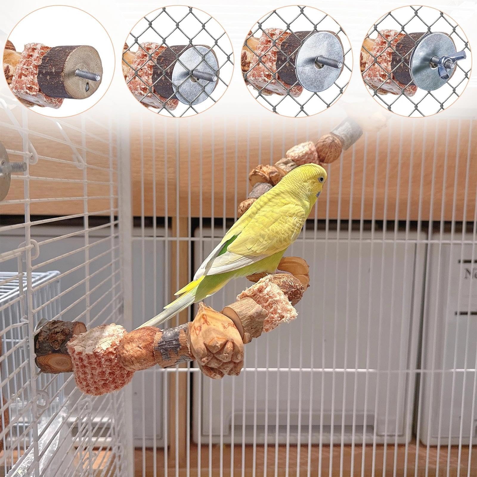 50 CM Perchoir Perroquet Jouet Perroquet Perchoir Oiseaux Jouets à Mâcher à Suspendre Perchoirs Perruches pour Perruches Inséparables Pinsons et Autres Petits Animaux de Compagnie