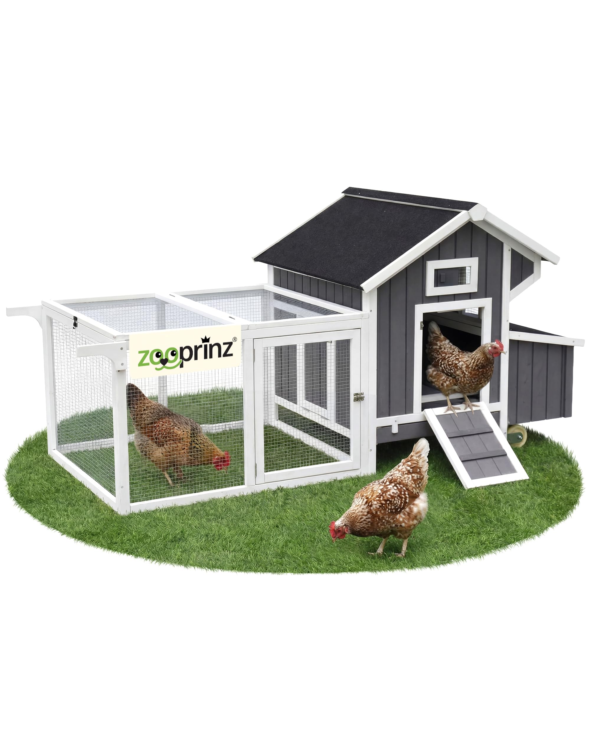 zooprinz Mobiler Hühnerstall XXL mit Auslauf und Rollen