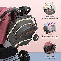 Vista 7 de Mochila para pañales, bolsas de pañales para bebé, bolsa de pañales multifuncional grande, mochila para pañales para mamá, bolsa oscura, Gris