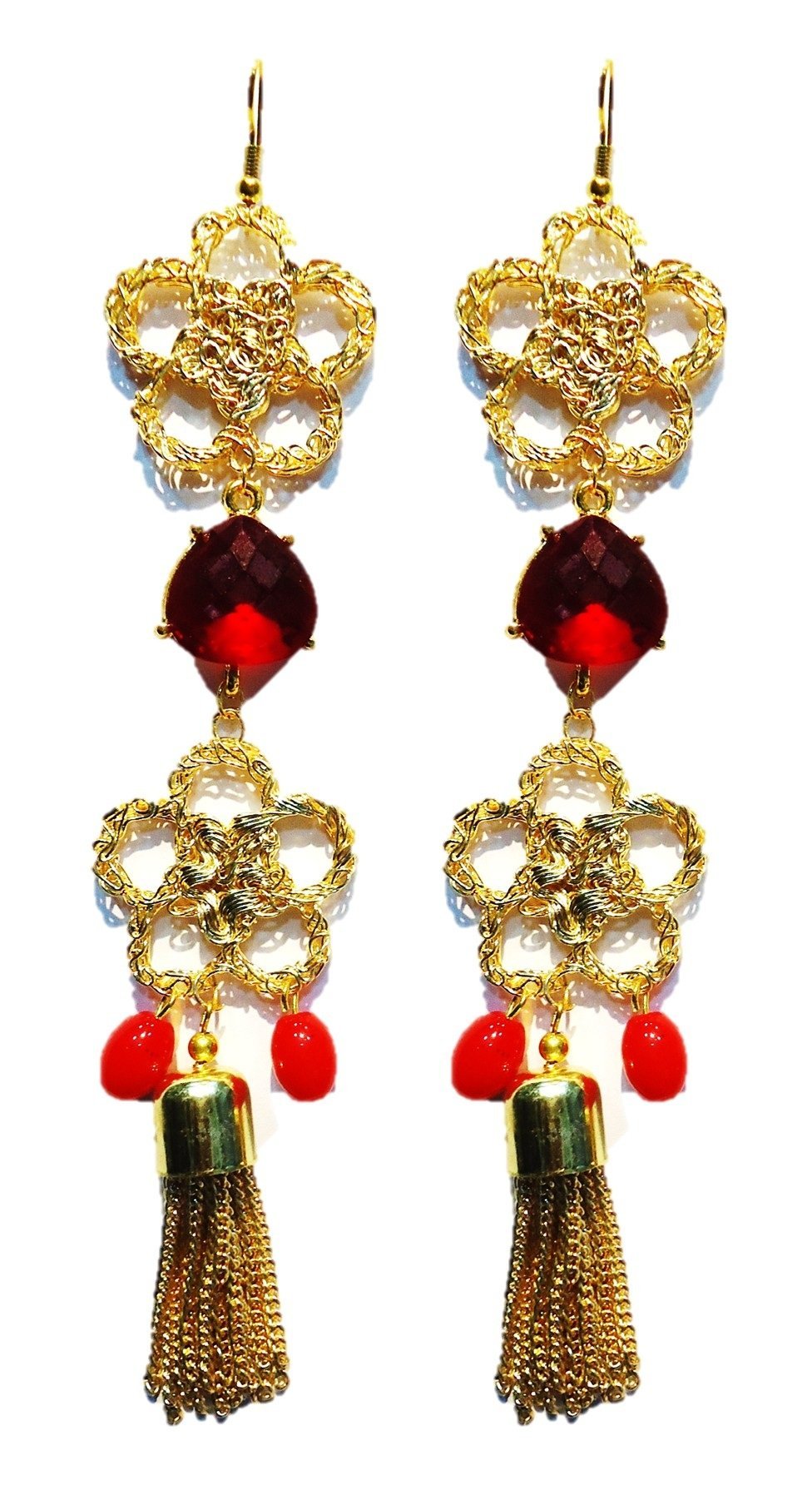 Shining Jewel Designer Collection Gold Long Hanging Earrings (SJ_384)