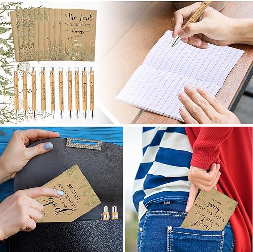 Miniatura 7 de Ctosree 240 unidades de regalos cristianos a granel inspiradores de papel kraft para mujeres, diario de oración con versículos bíblicos, bolígrafos