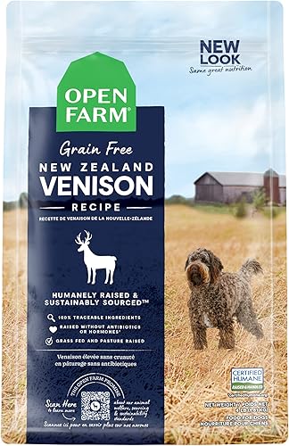 Open Farm - Alimento seco para perros sin granos de venado de Nueva Zelanda, receta 100 % criada por humanos con superalimentos sin OMG y sin