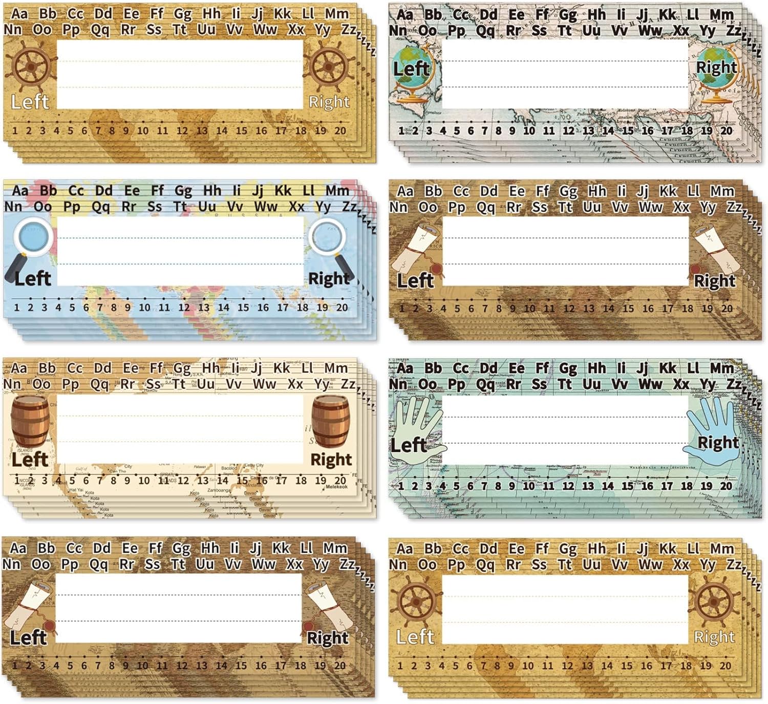 72pcs Travel Map Flat Name Plates with Alphabet Number