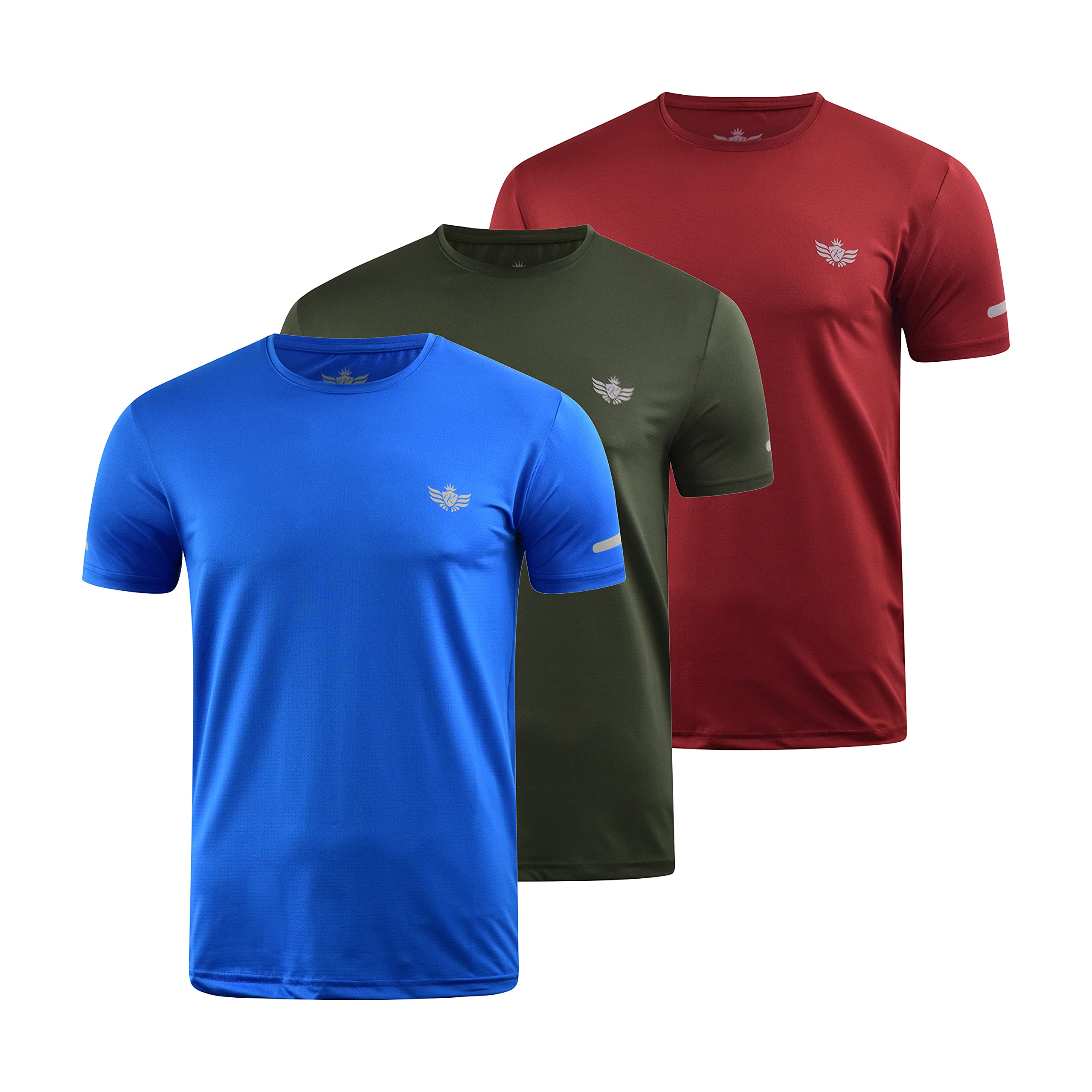 KandorT-Shirts for Men Pack of 4, Breathable Short Sleeve Crew Neck Quick Dry Stretch Top Gym T-Shirt