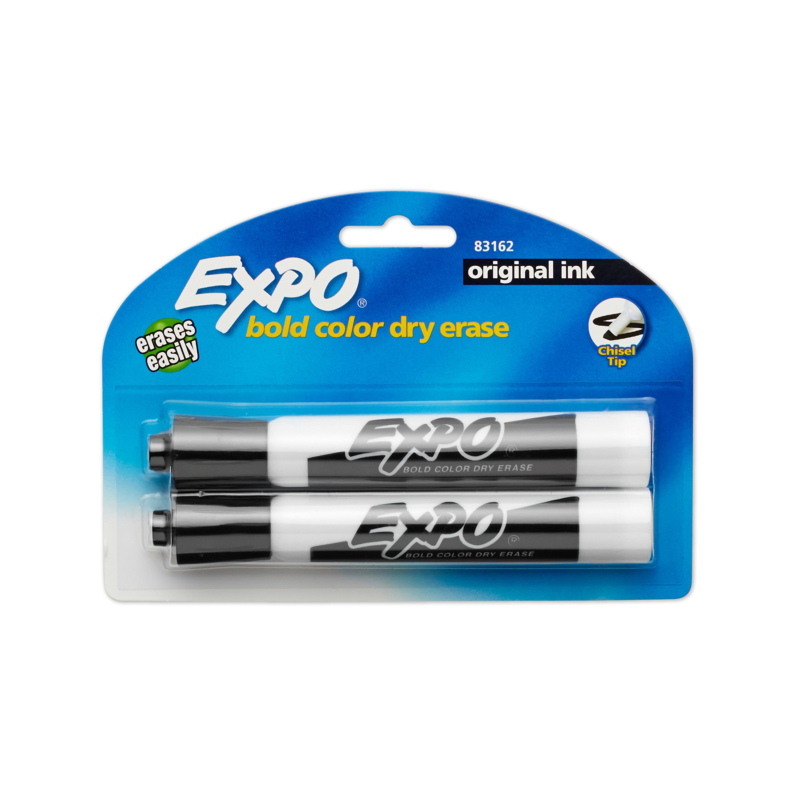 EXPOOriginal Dry Erase Markers, Chisel Tip, Black, 2-Count