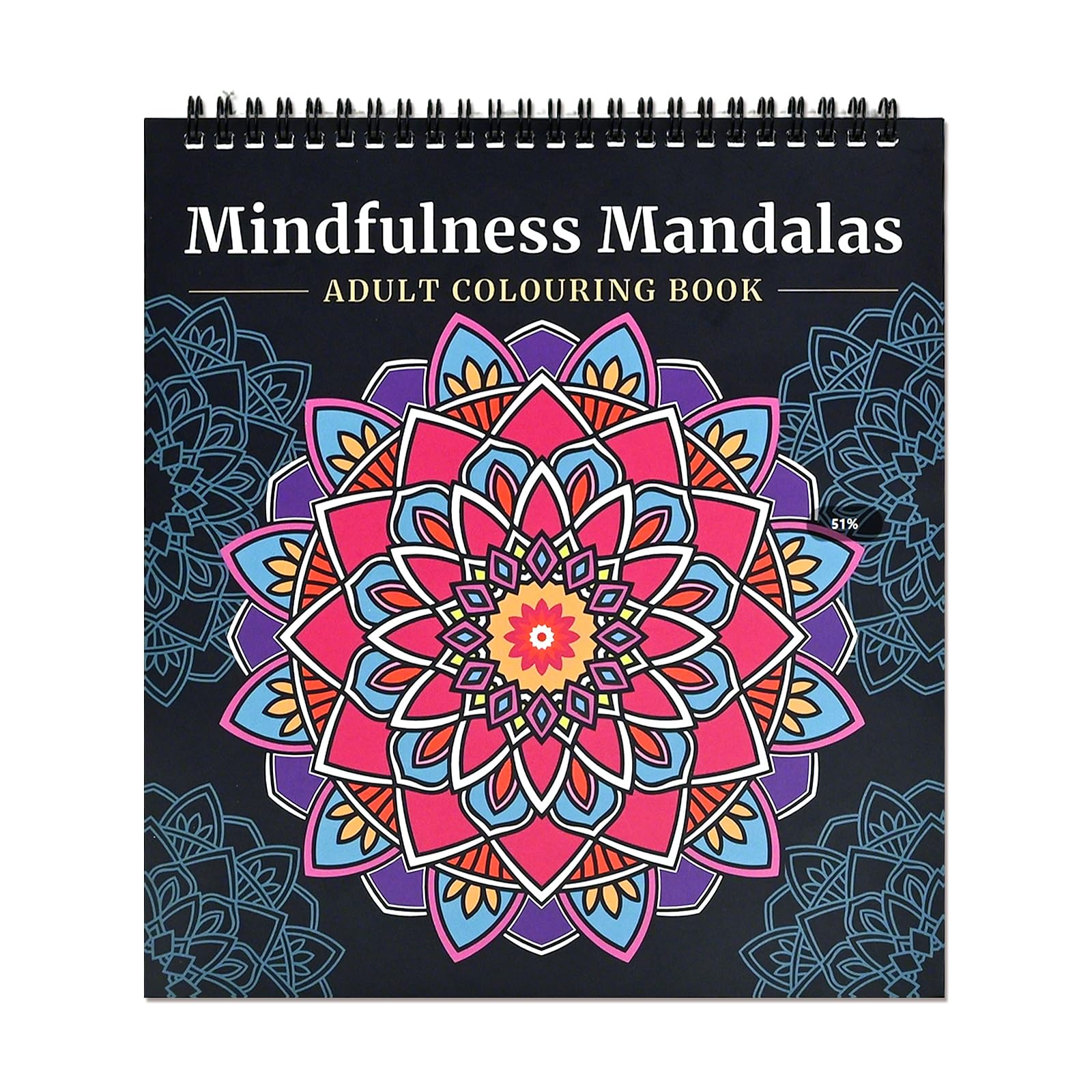 QEEYON Mandala Colouring Books for Adults Mandalas Relaxation and Teens Stress Relief, Colour by Numbers Mindfulness Coloring Book for Women and Men, Spiral Bound