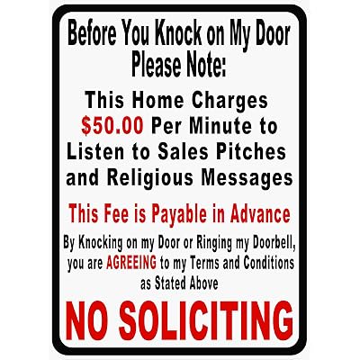 No Solicitors. Solicitors will be charged Sign. 9x12. Metal. No Soliciting