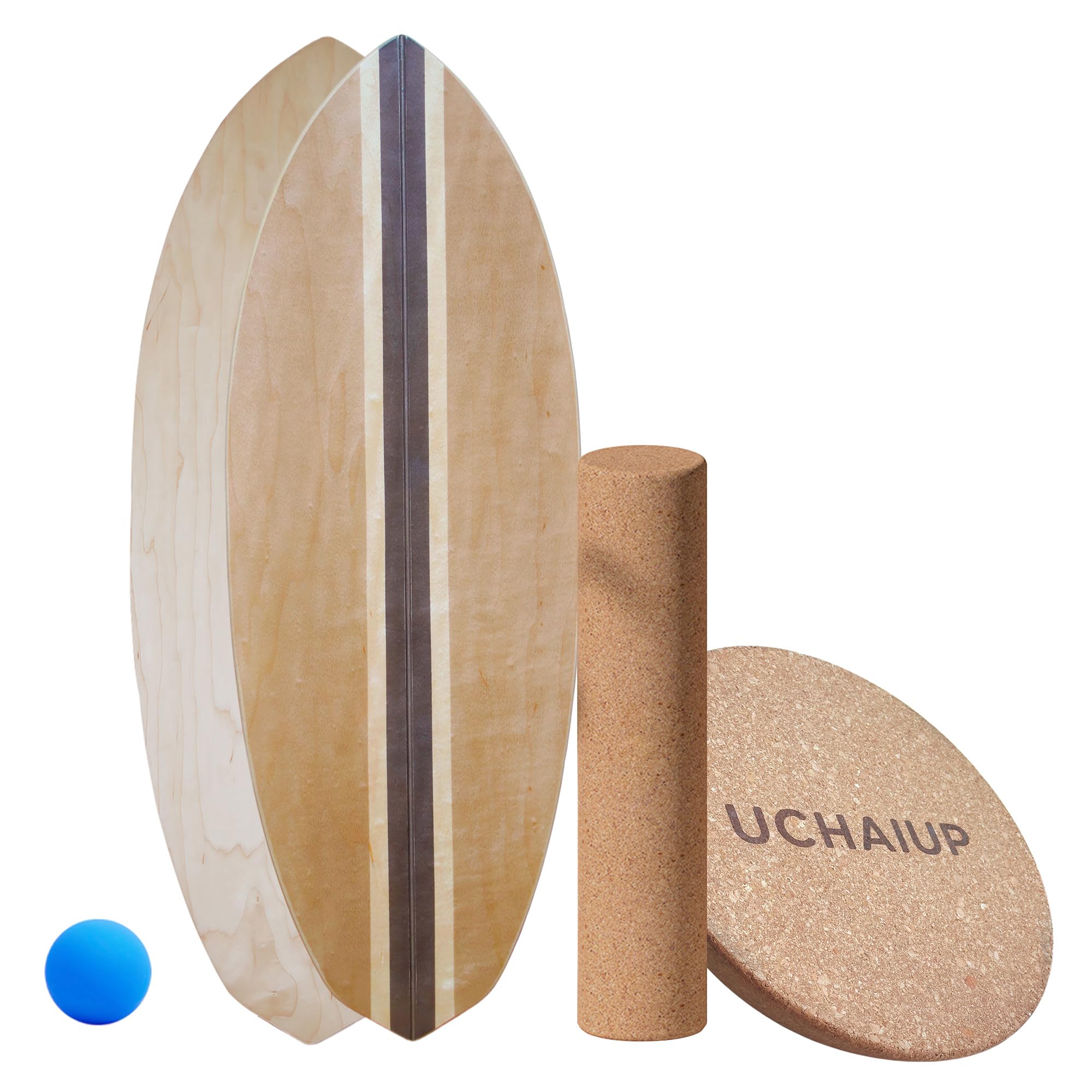 Wooden Balance Board with Roller & Hemisphere - Balance Board for Balance Training - Adults - Includes Training Ball & Instructions - Improves Coordination & Muscle Strength (Black Coffee)