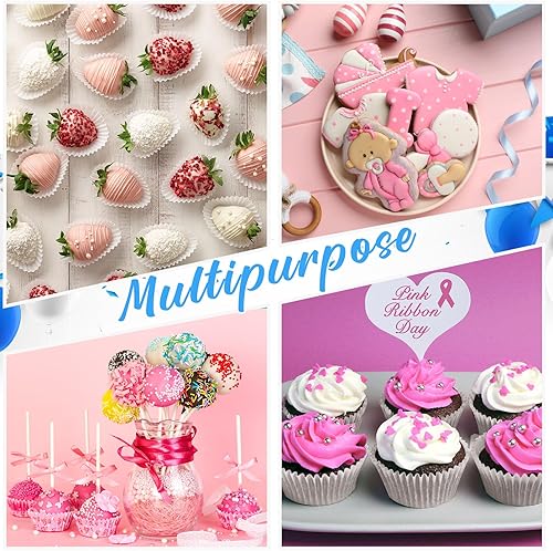 Miniatura 4 de Yeaqee 12 cajas de golosinas de fresa de 5.5 x 2.5 pulgadas con ventana y tazas para hornear, incluye 50 cajas de fresa cubiertas de chocolate